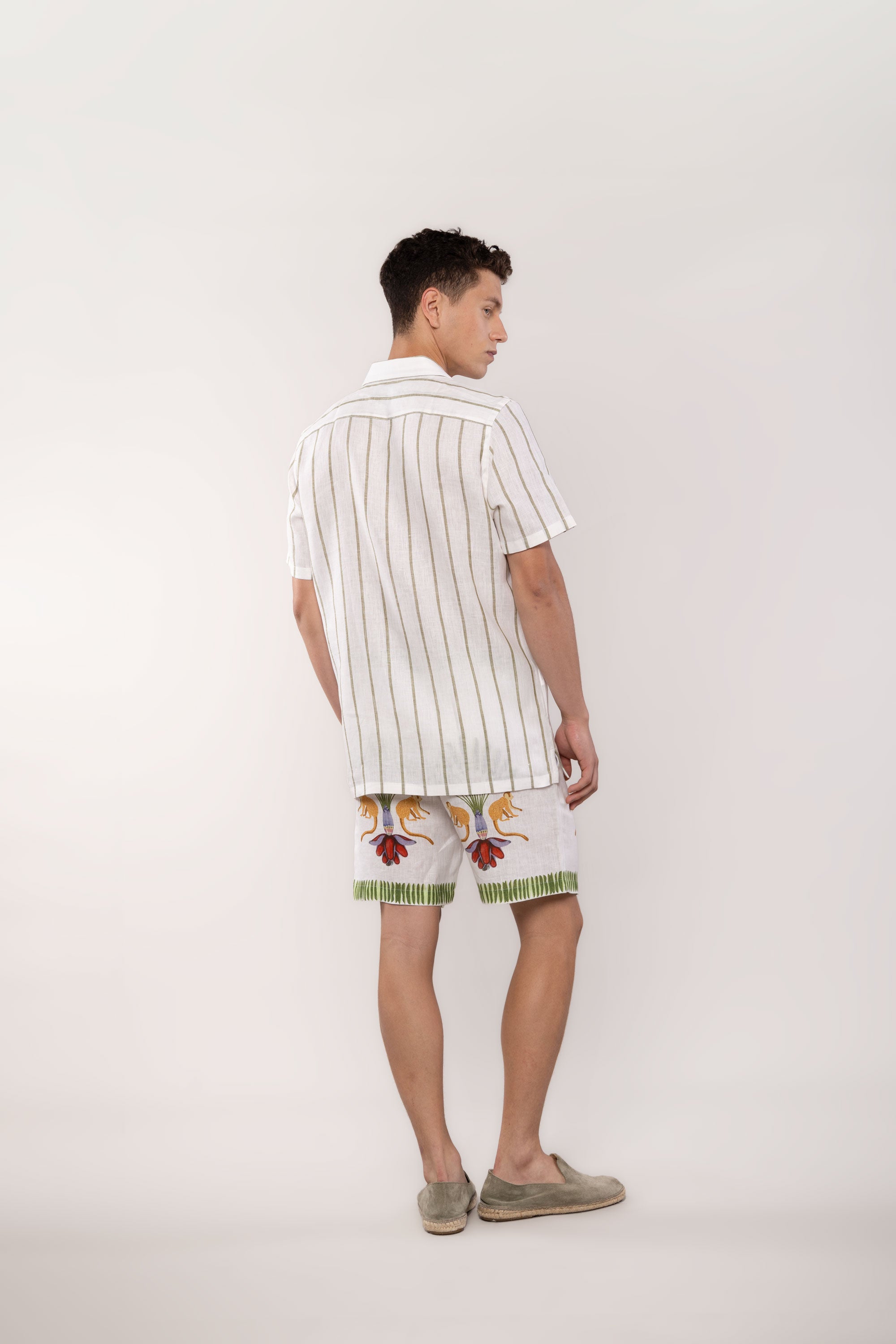 men’s linen shirt striped white