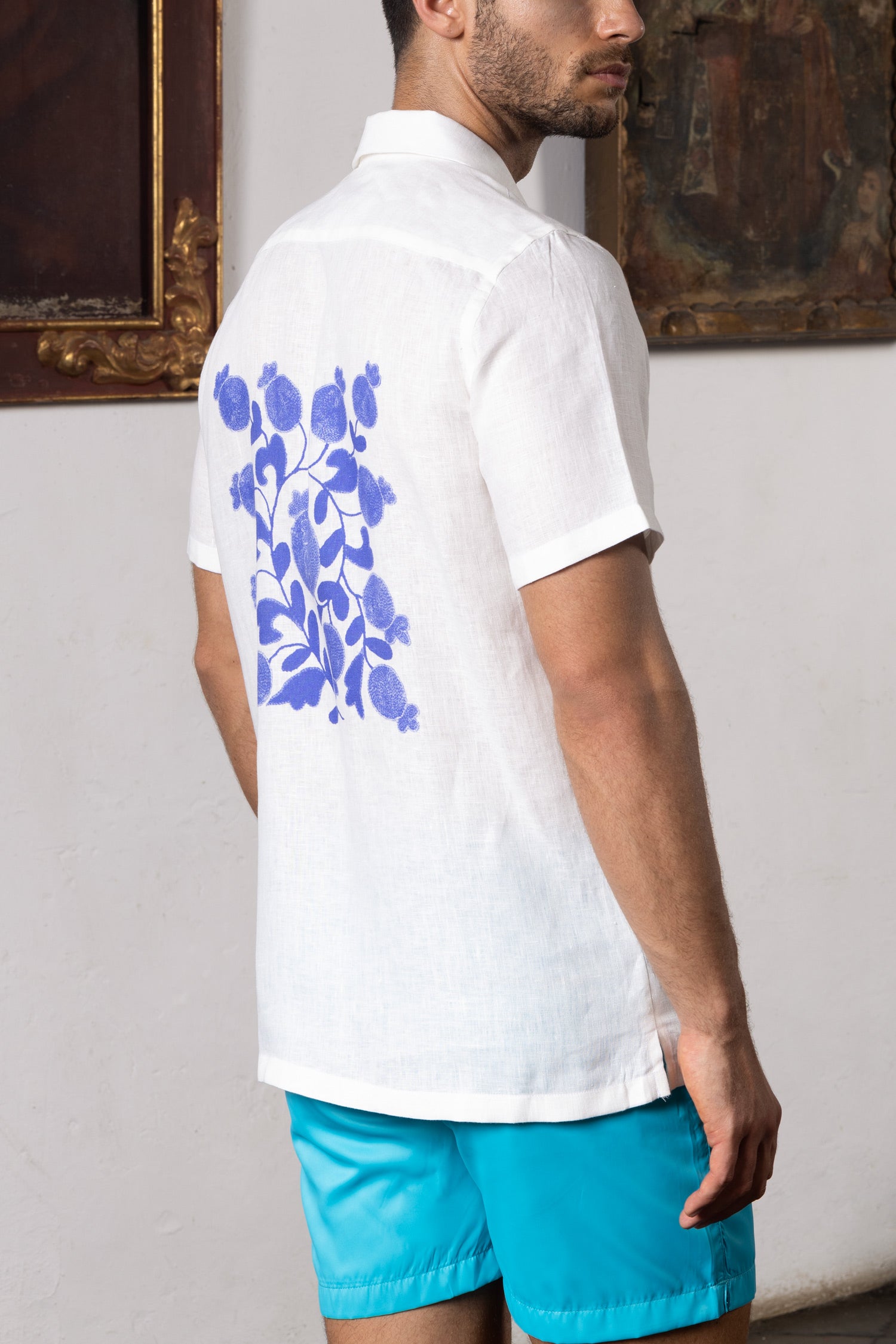 men’s linen shirt white kokan