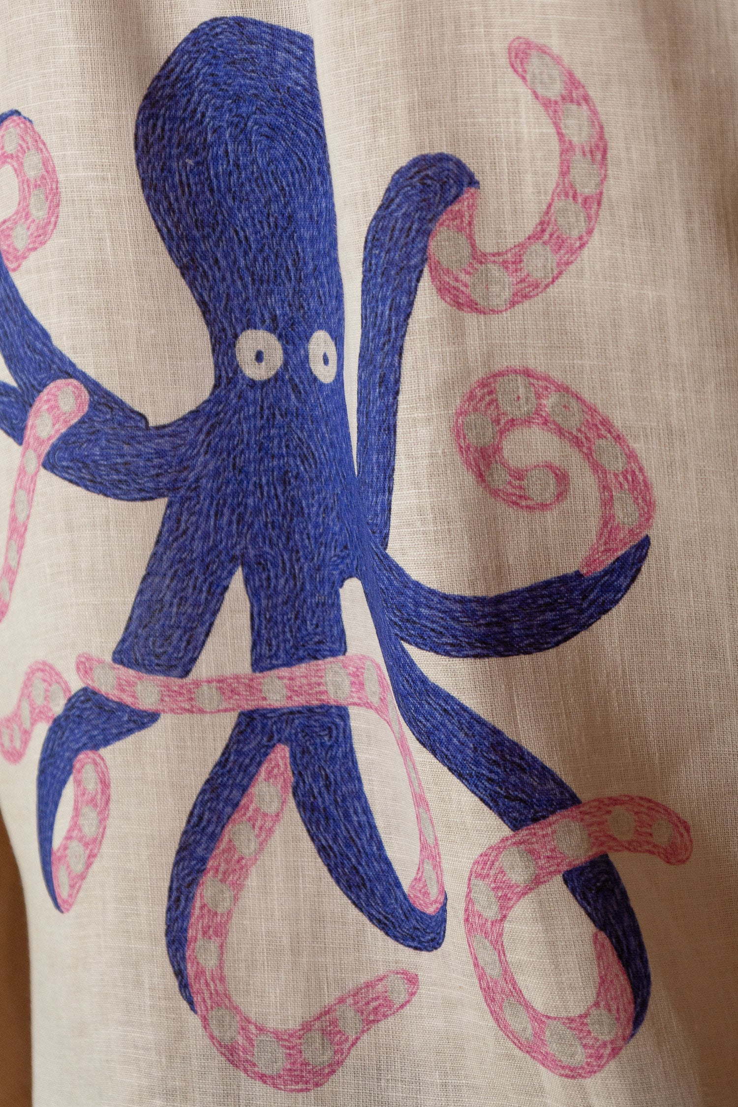 men’s linen shirt white octopus