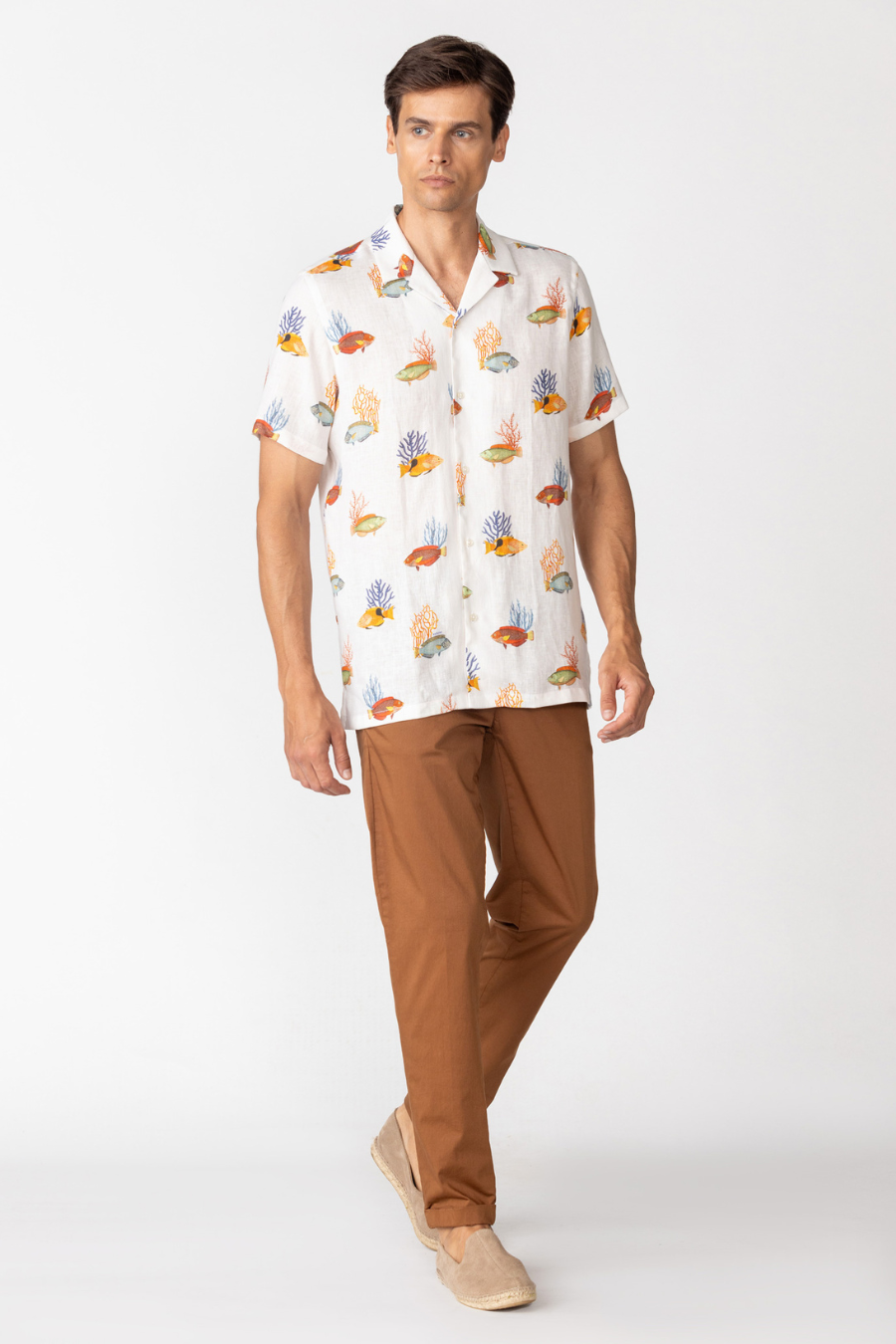 men’s linen shirt white polynesia1