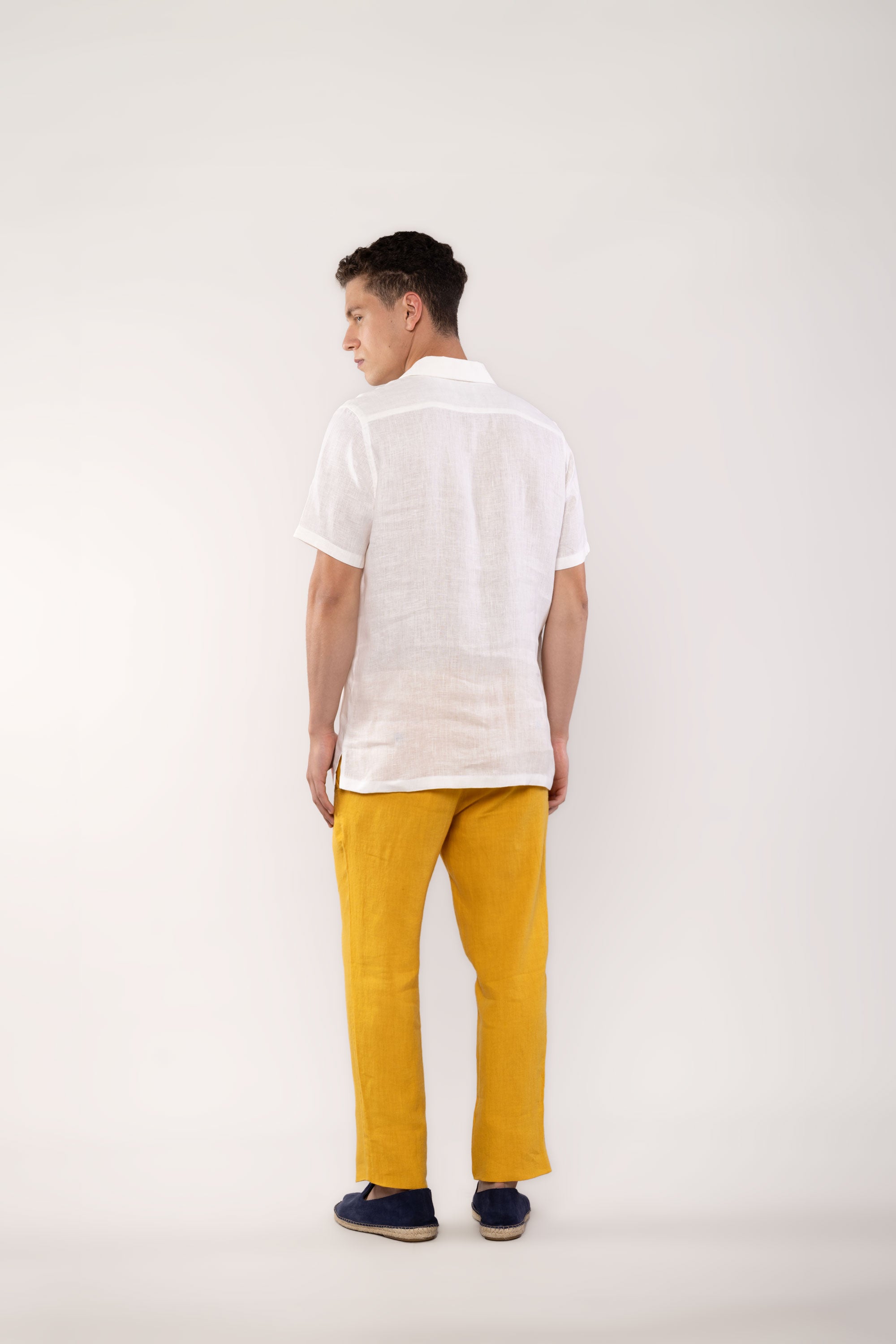 men’s linen shirt yellow mirzo