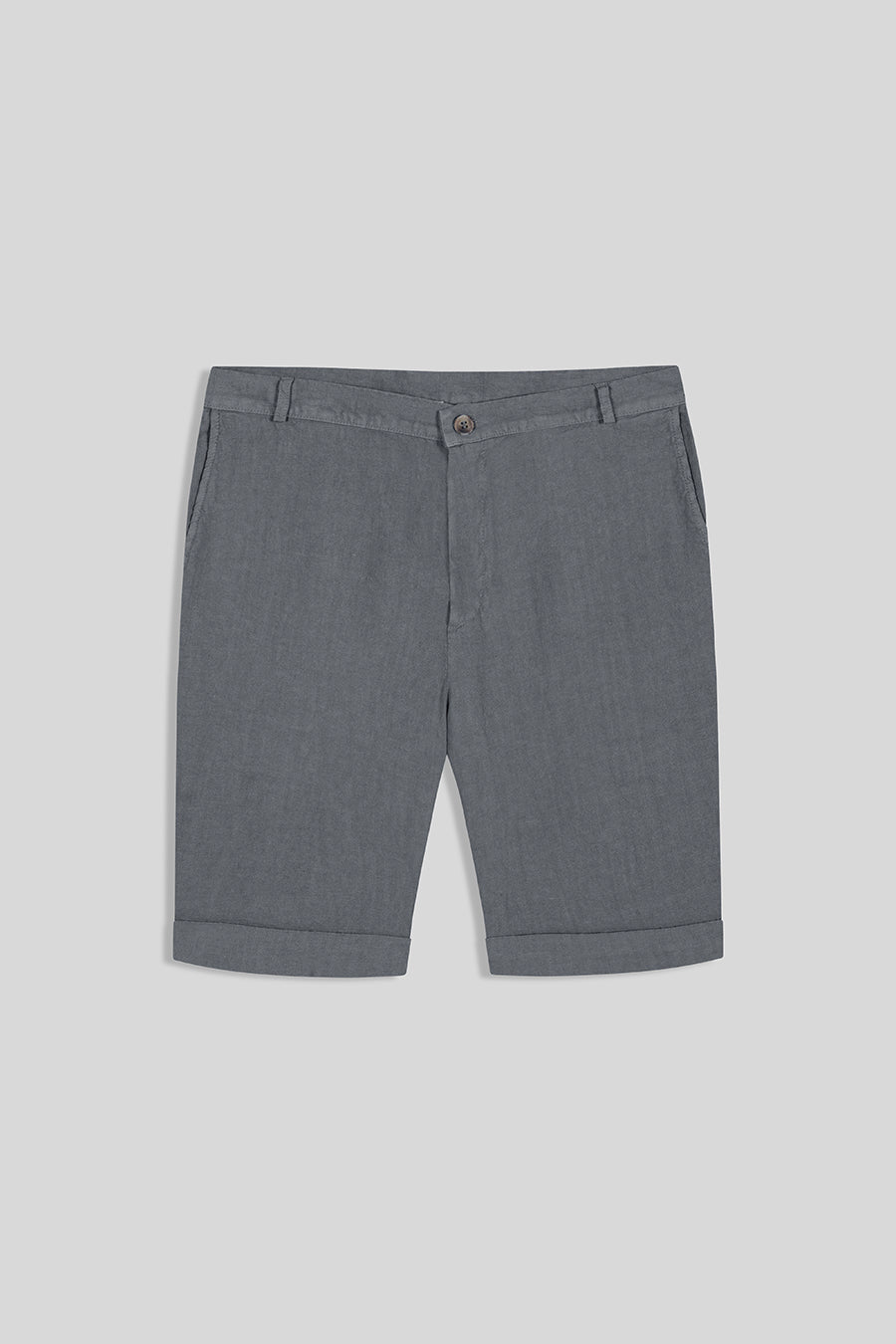 basic linen bermuda shorts grey - soloio