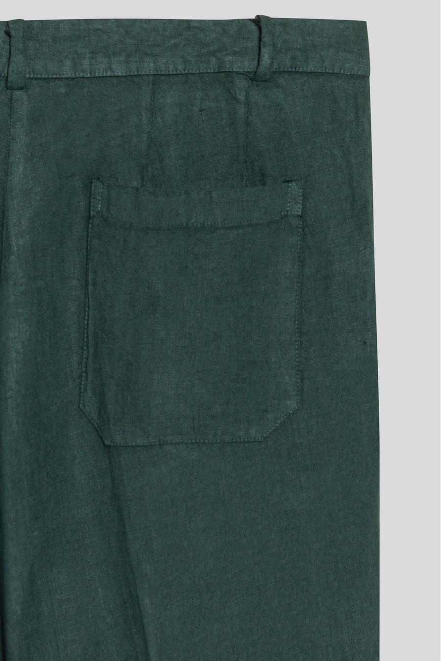 linen pants donato dark green - soloio