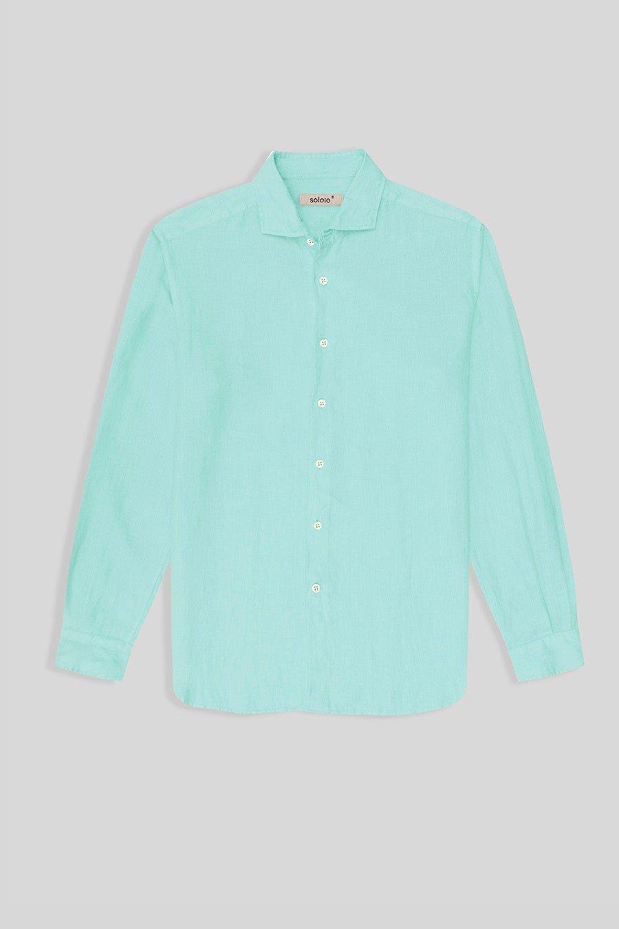 basic linen shirt aquamarine - soloio