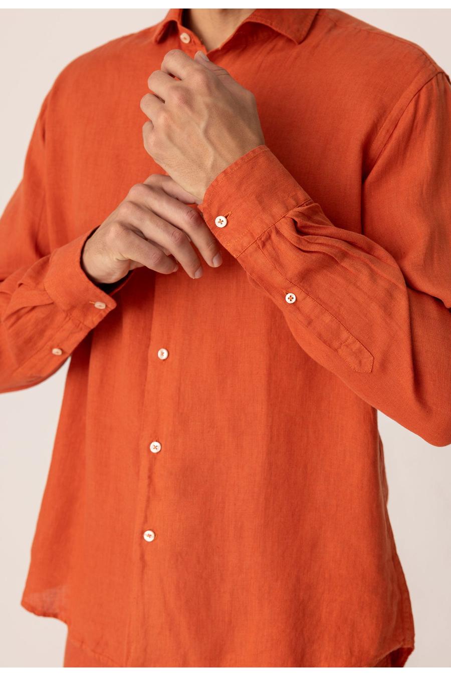 basic linen shirt brick