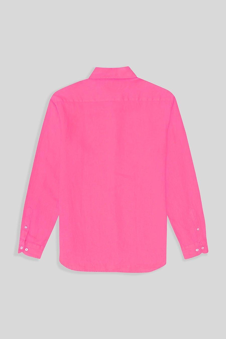 basic linen shirt bright pink - soloio
