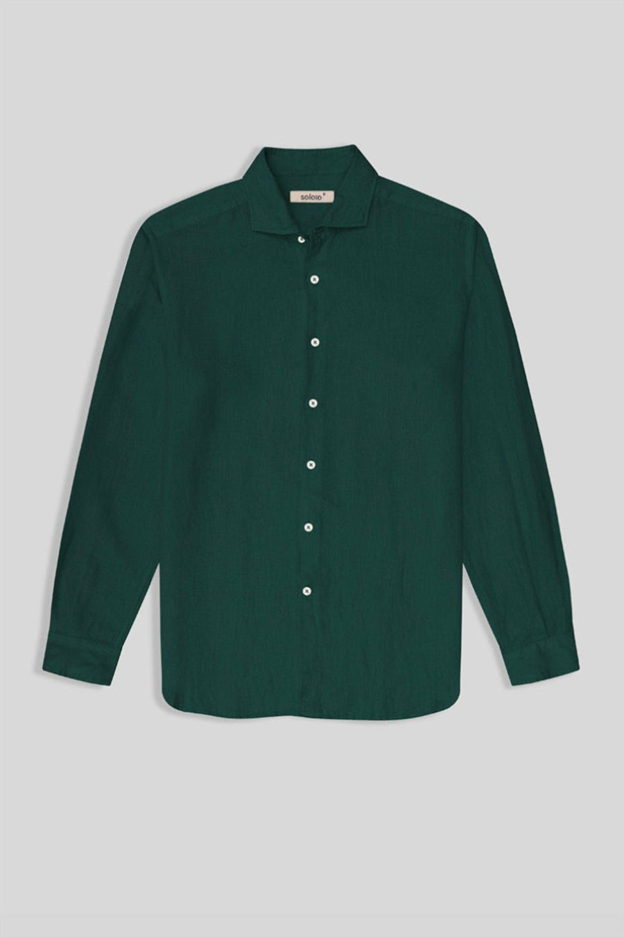 basic linen shirt dark green - soloio