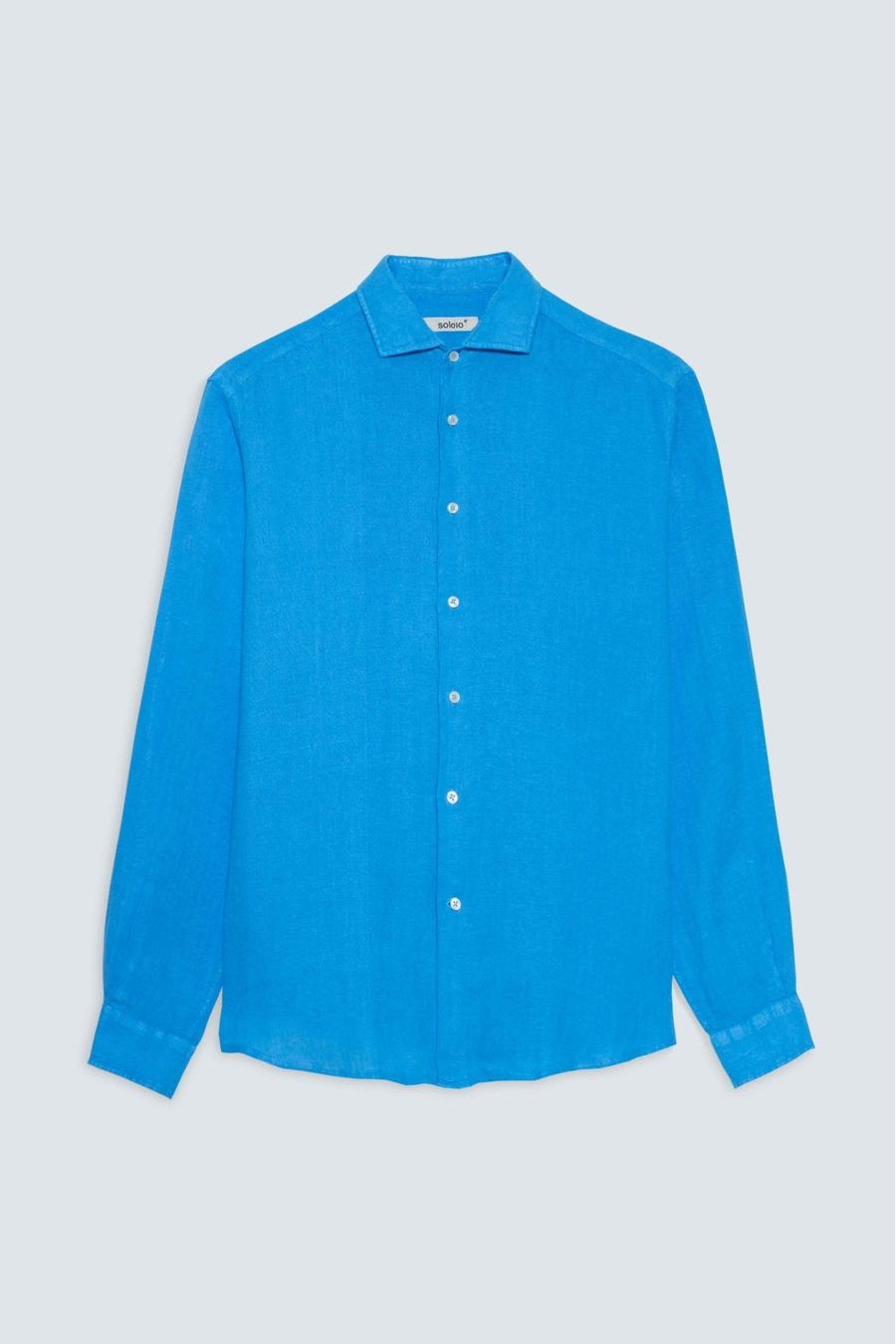 basic linen shirt electric blue - soloio