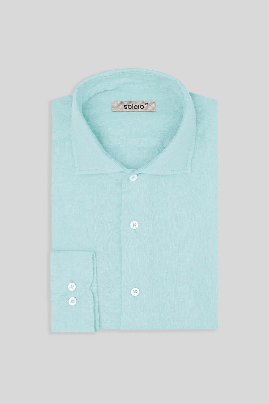 basic linen shirt ice green - soloio