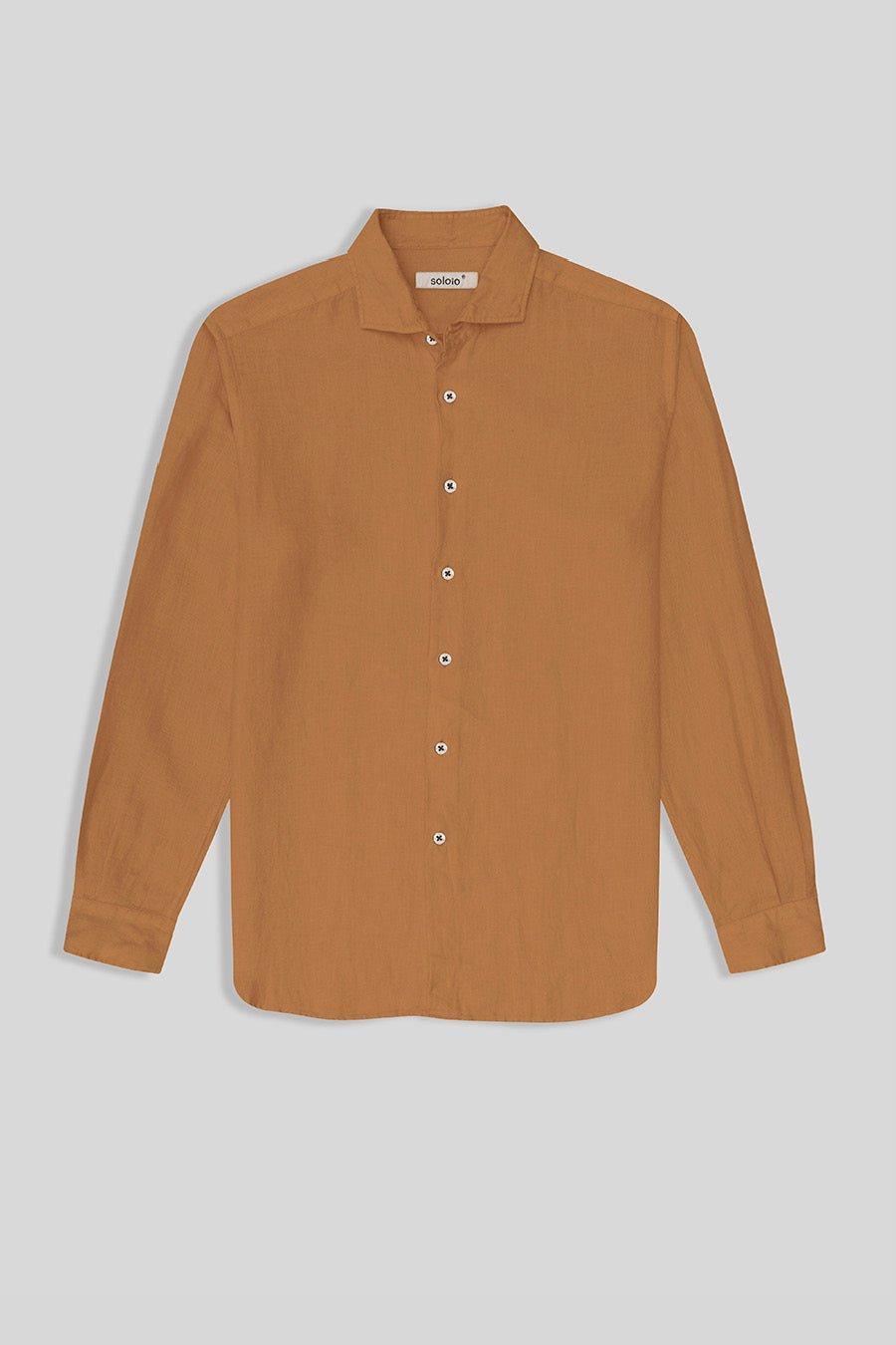 basic linen shirt leather - soloio