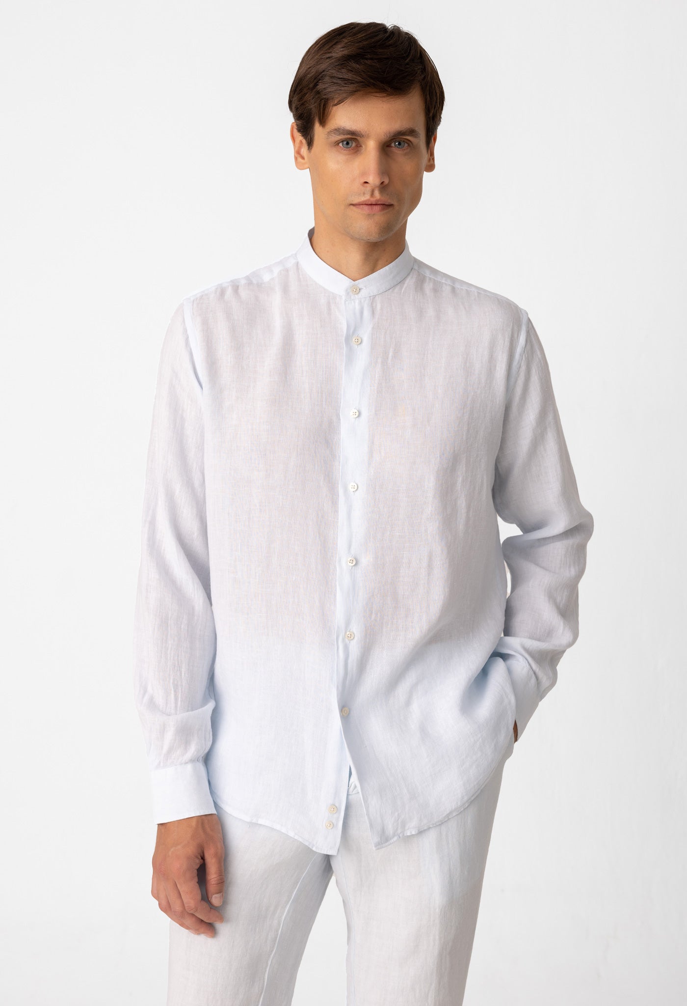 basic linen shirt light blue