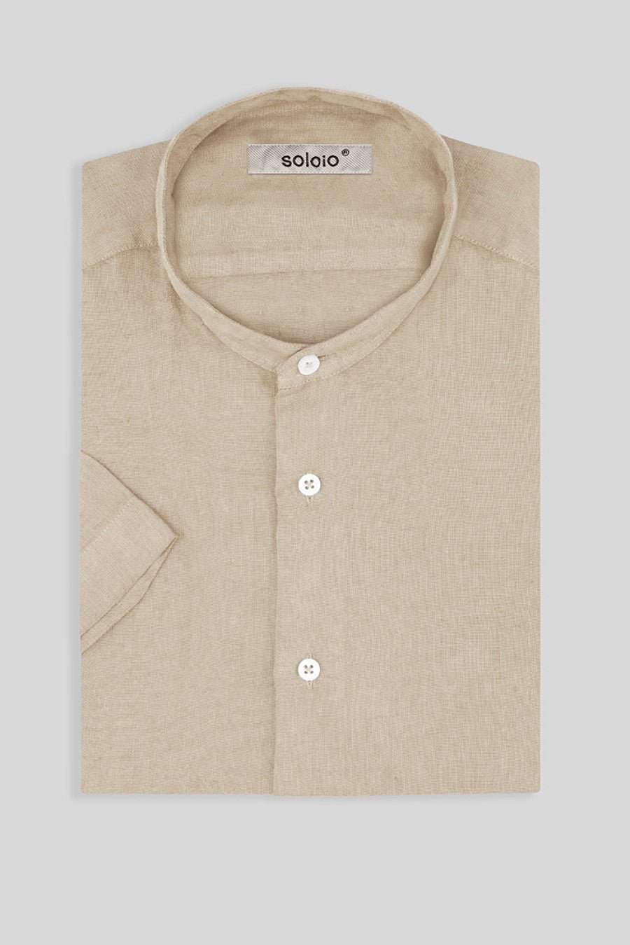 basic linen shirt mao beige - soloio