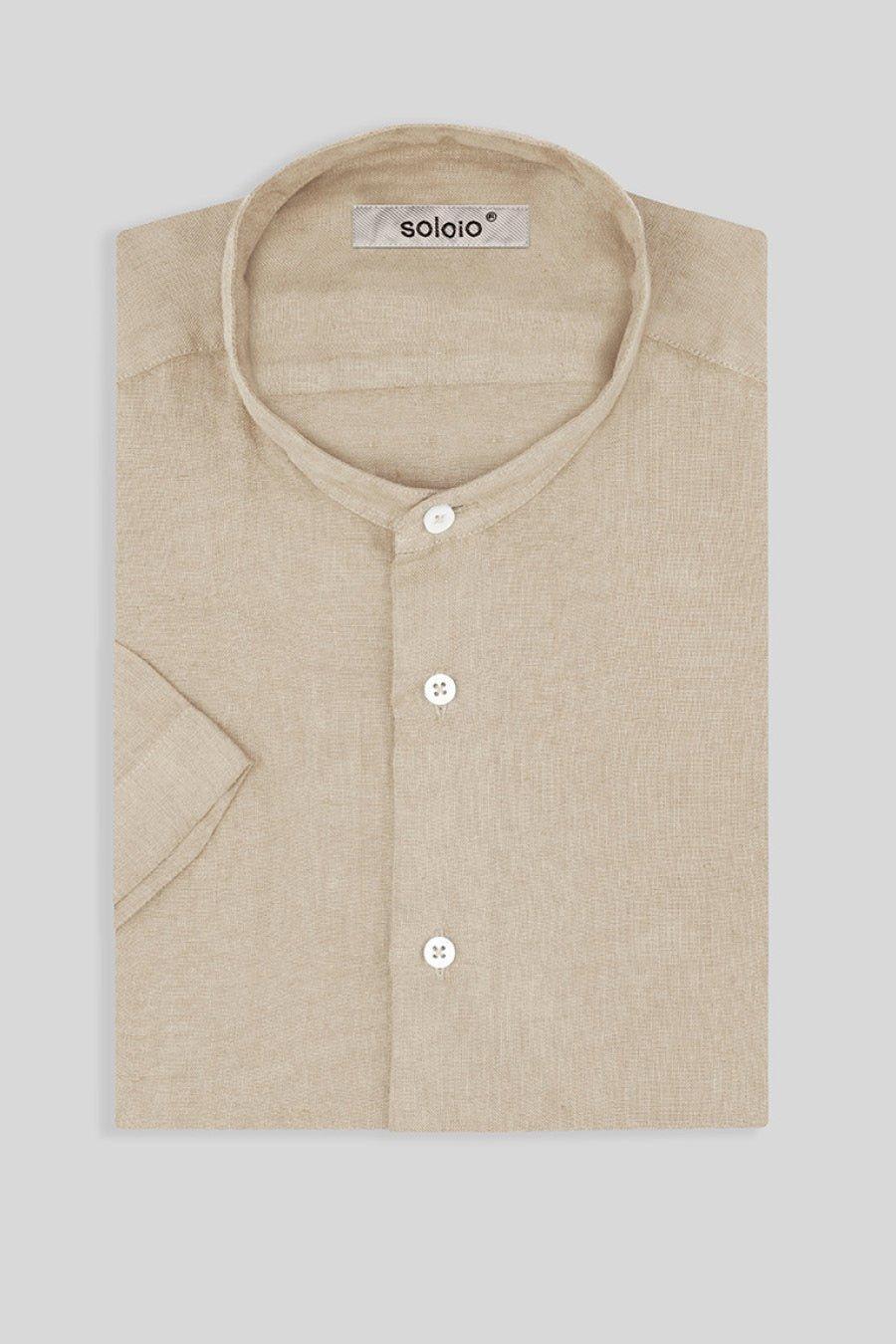 basic linen shirt mao beige - soloio