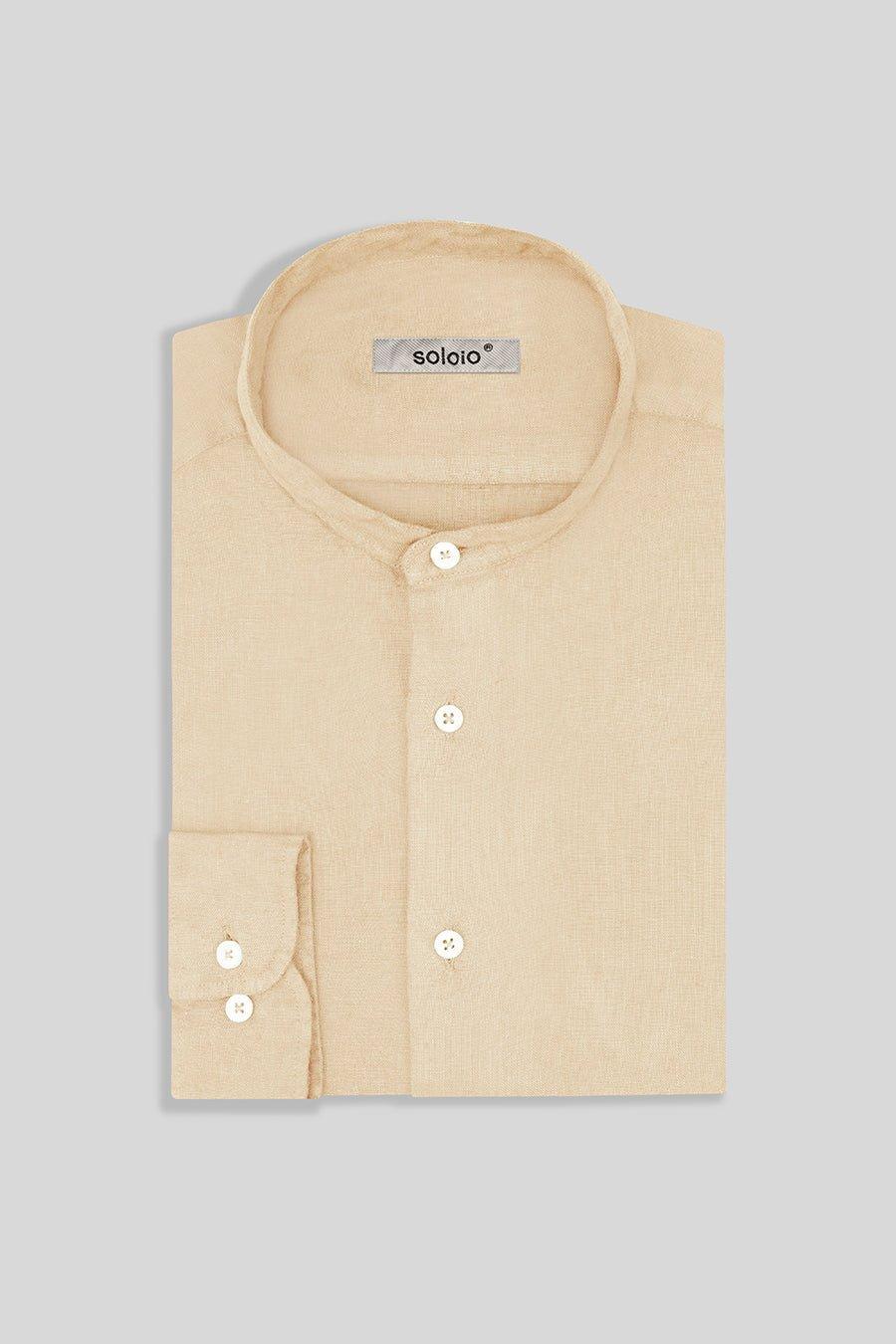 basic linen shirt mao beige - soloio