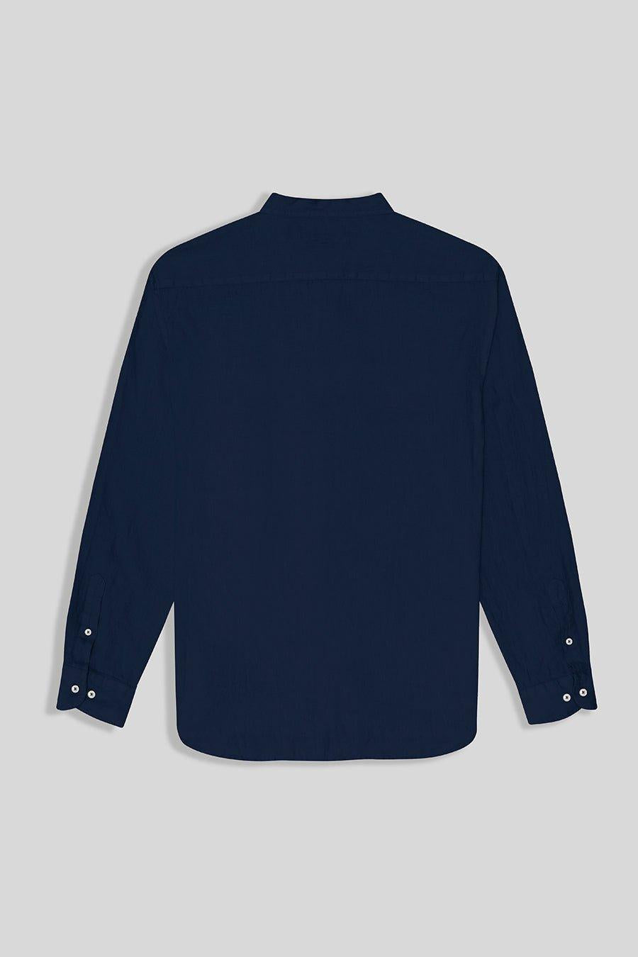 basic linen shirt mao navy - soloio