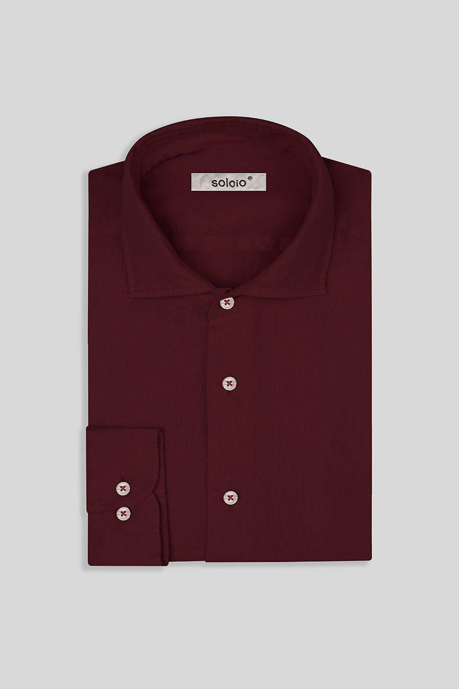 basic linen shirt red wine - soloio