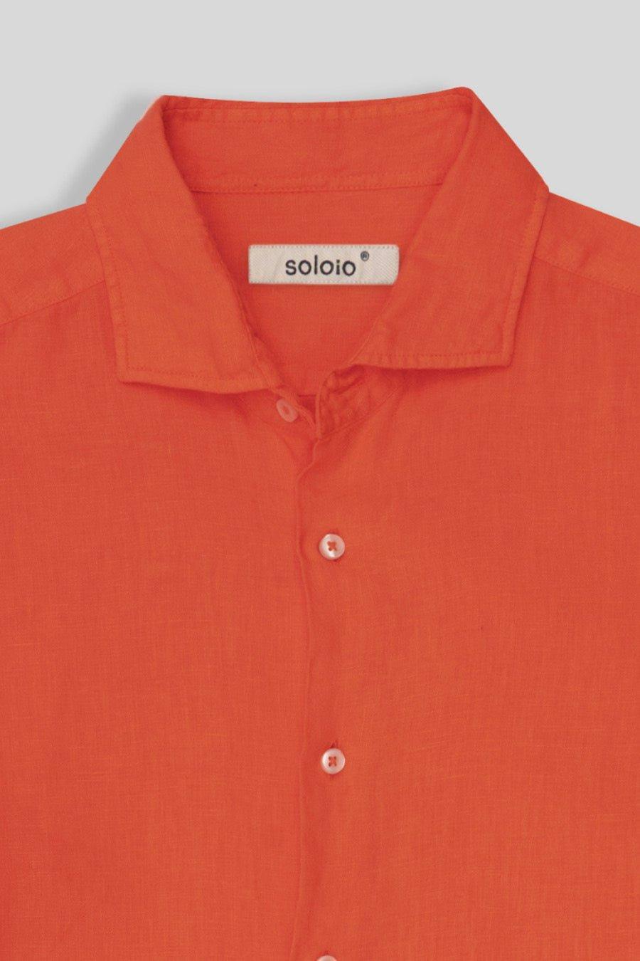 basic linen shirt strong orange - soloio