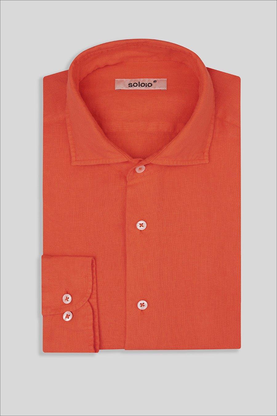basic linen shirt strong orange - soloio