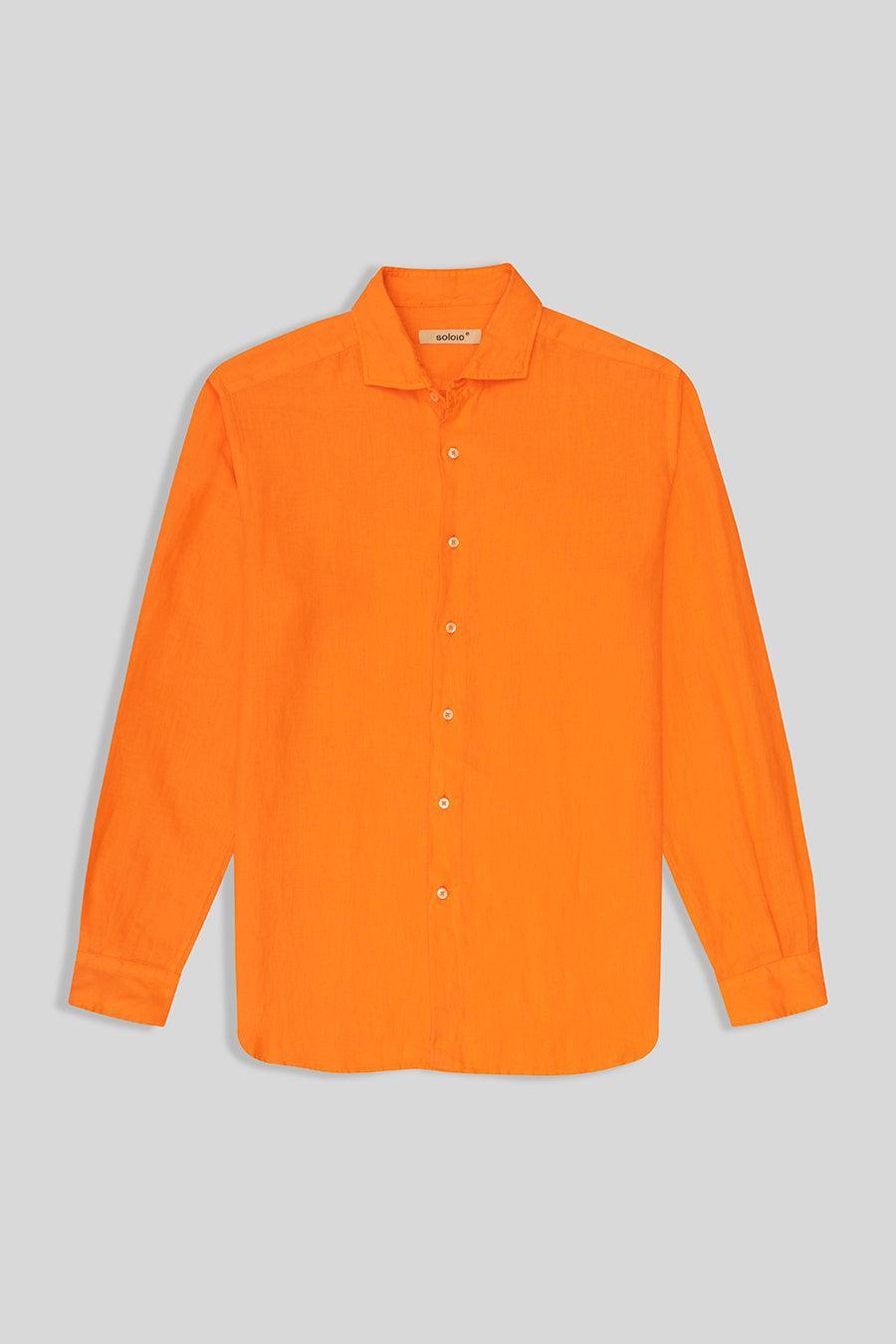 basic linen shirt strong orange - soloio