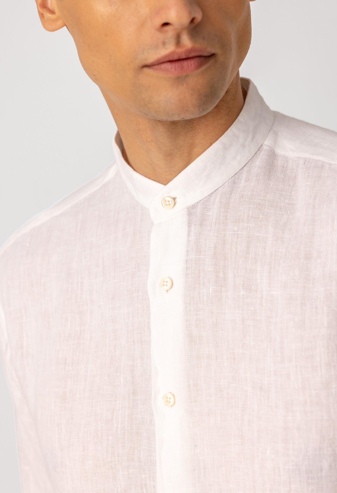basic linen shirt mao white