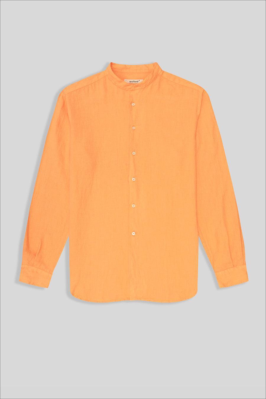 basic linen shirt mao collar orange - soloio