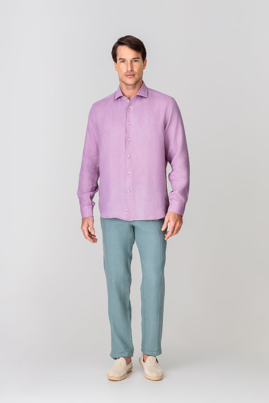 men’s linen shirt grape basic