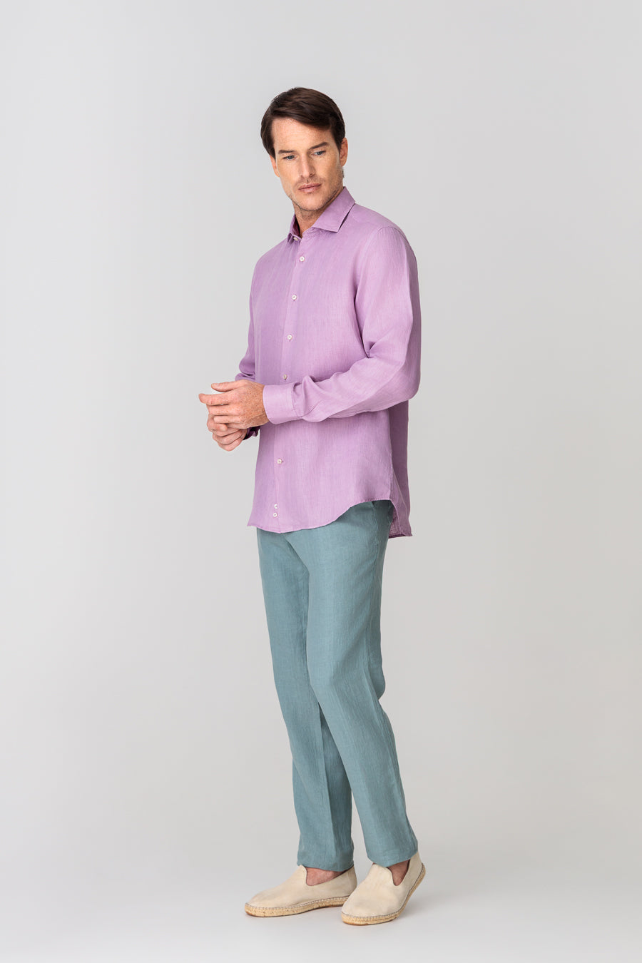 men’s linen shirt grape basic