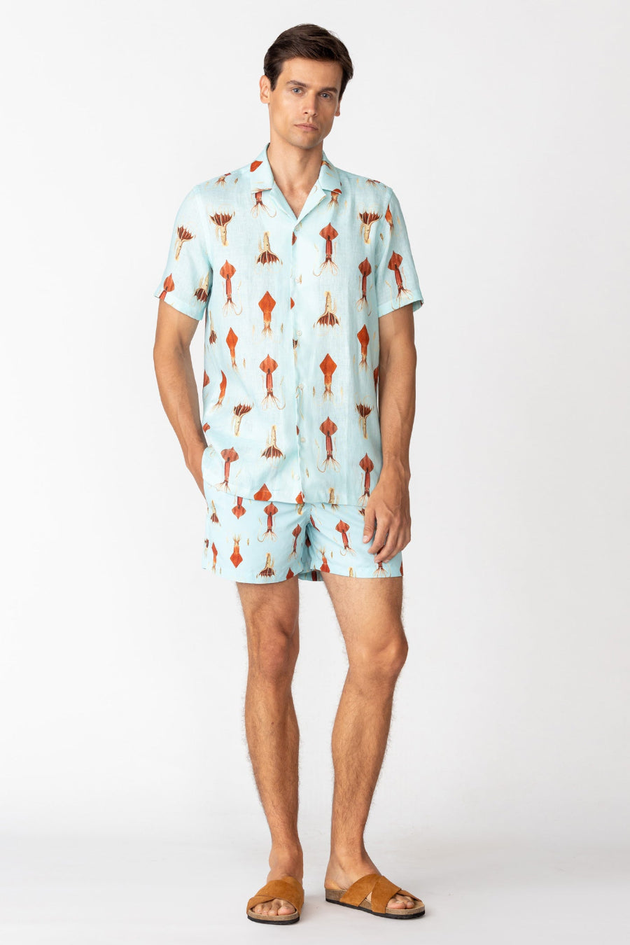 camisa lino para hombre egret