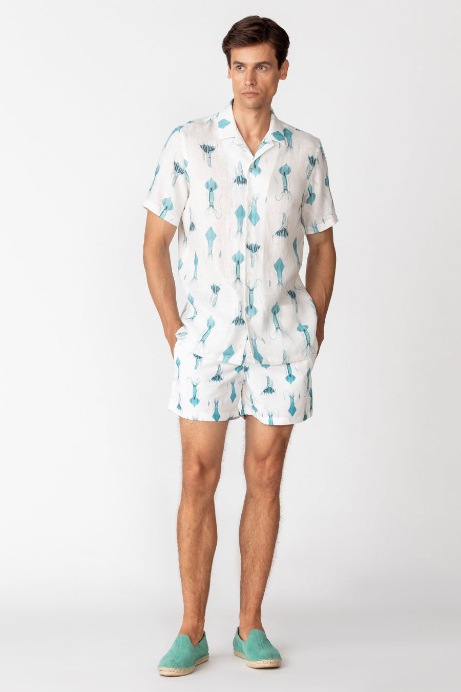 camisa lino para hombre egret