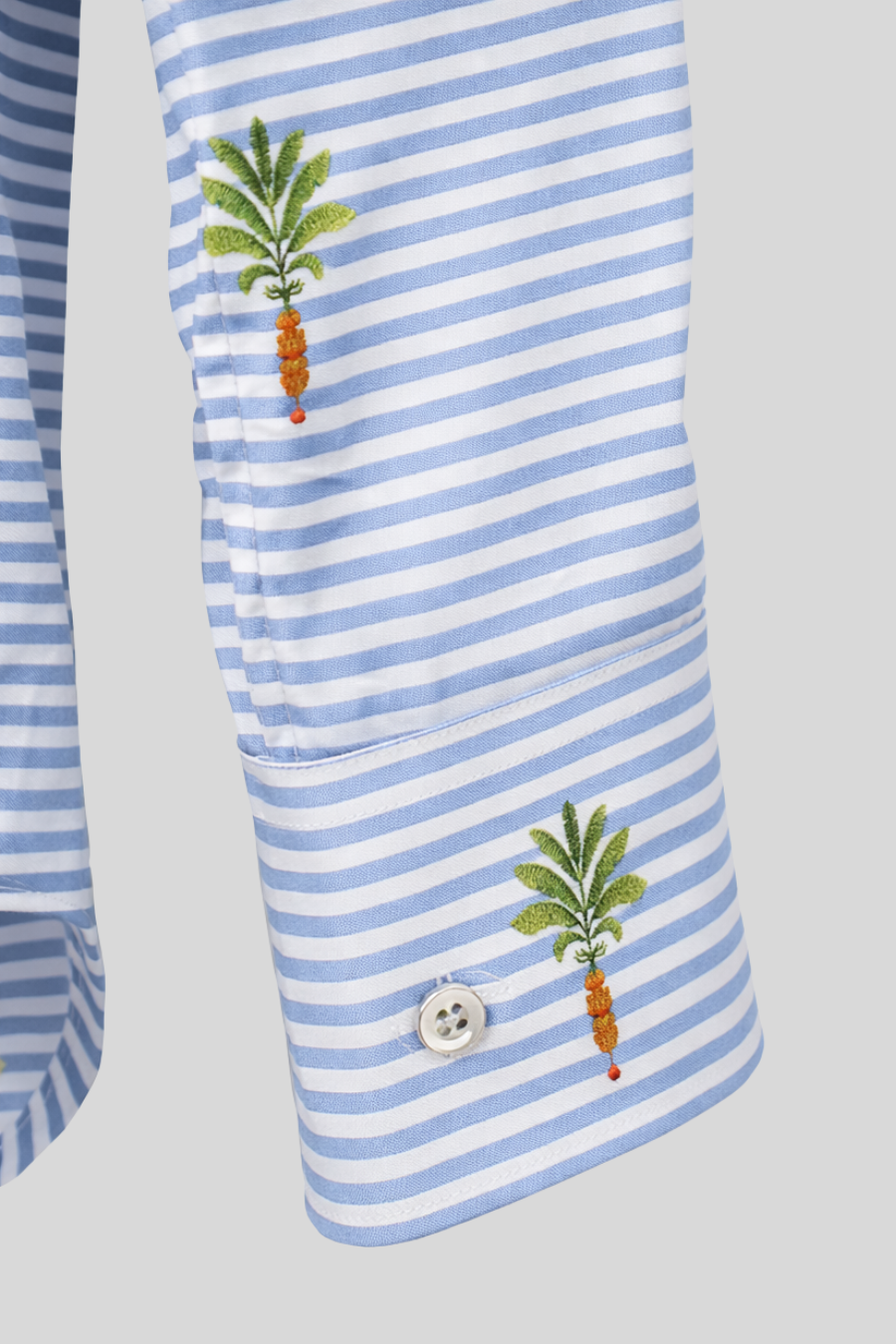 Camisa de lino rayas orfeo azul claro para hombre