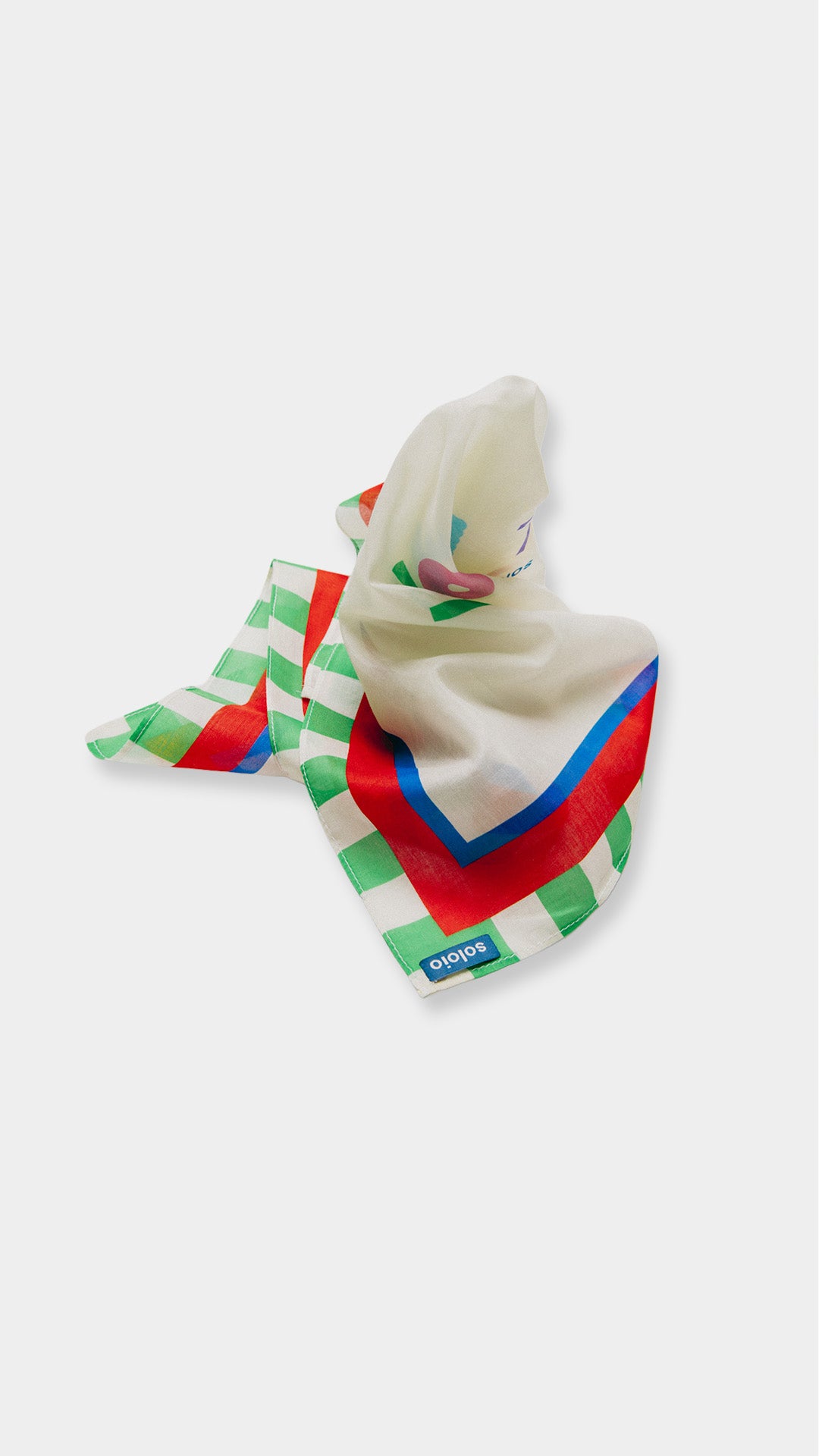 Women's cotton silk green square scarf small "Cool Mom"