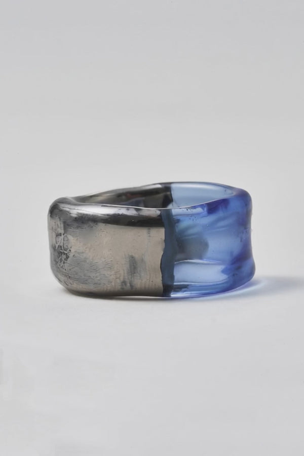 Anillo marino en vidrio y oro blanco