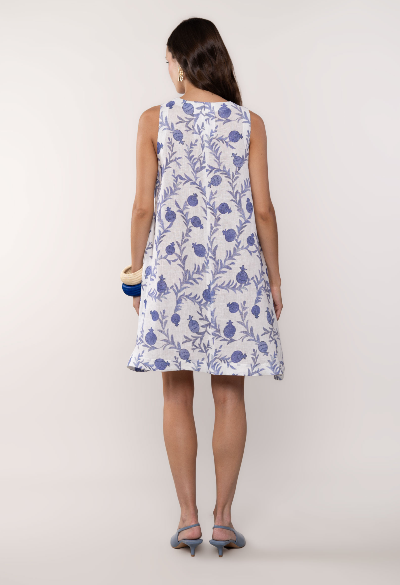 vestido corto lino odil azul