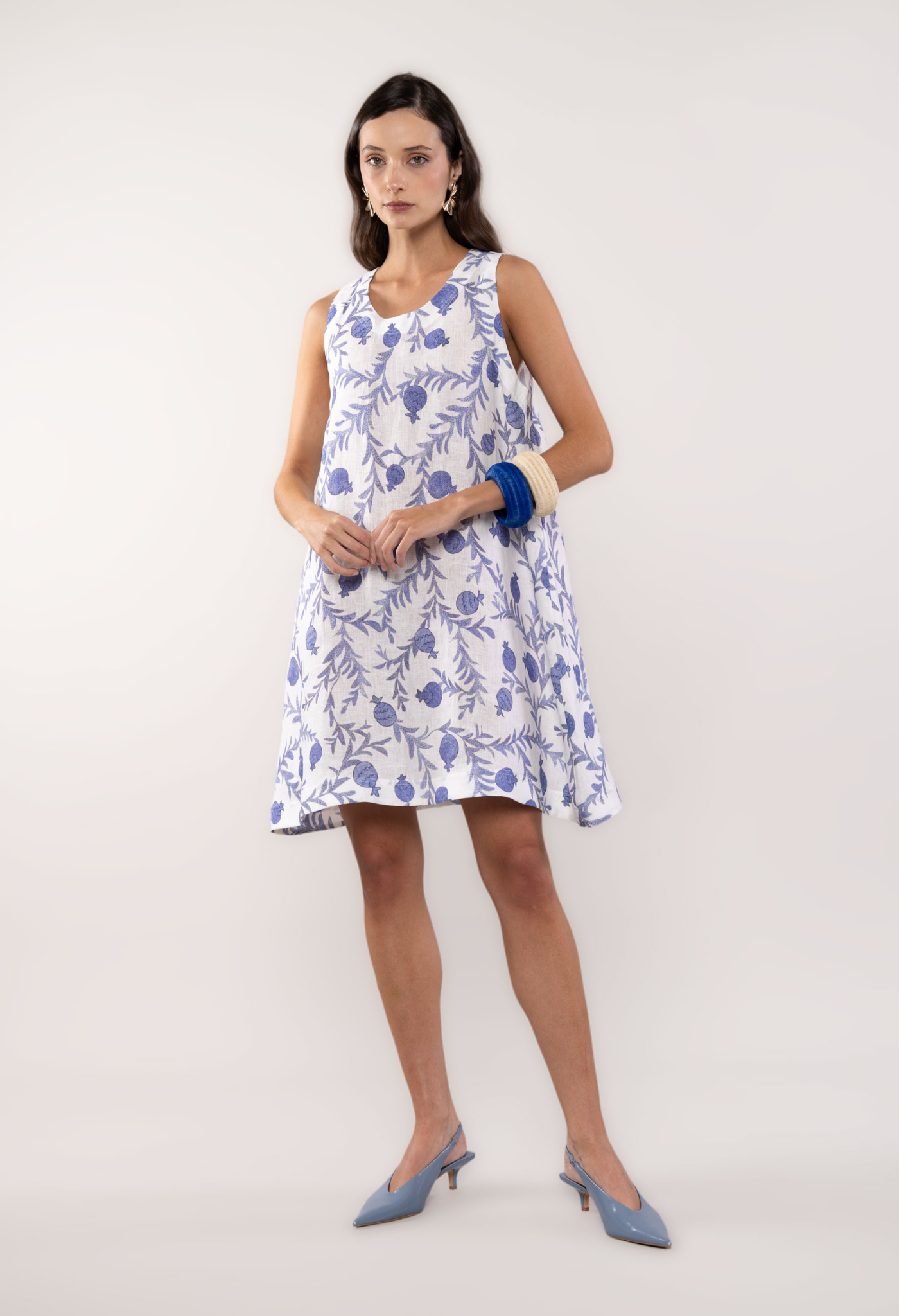 vestido corto lino odil azul