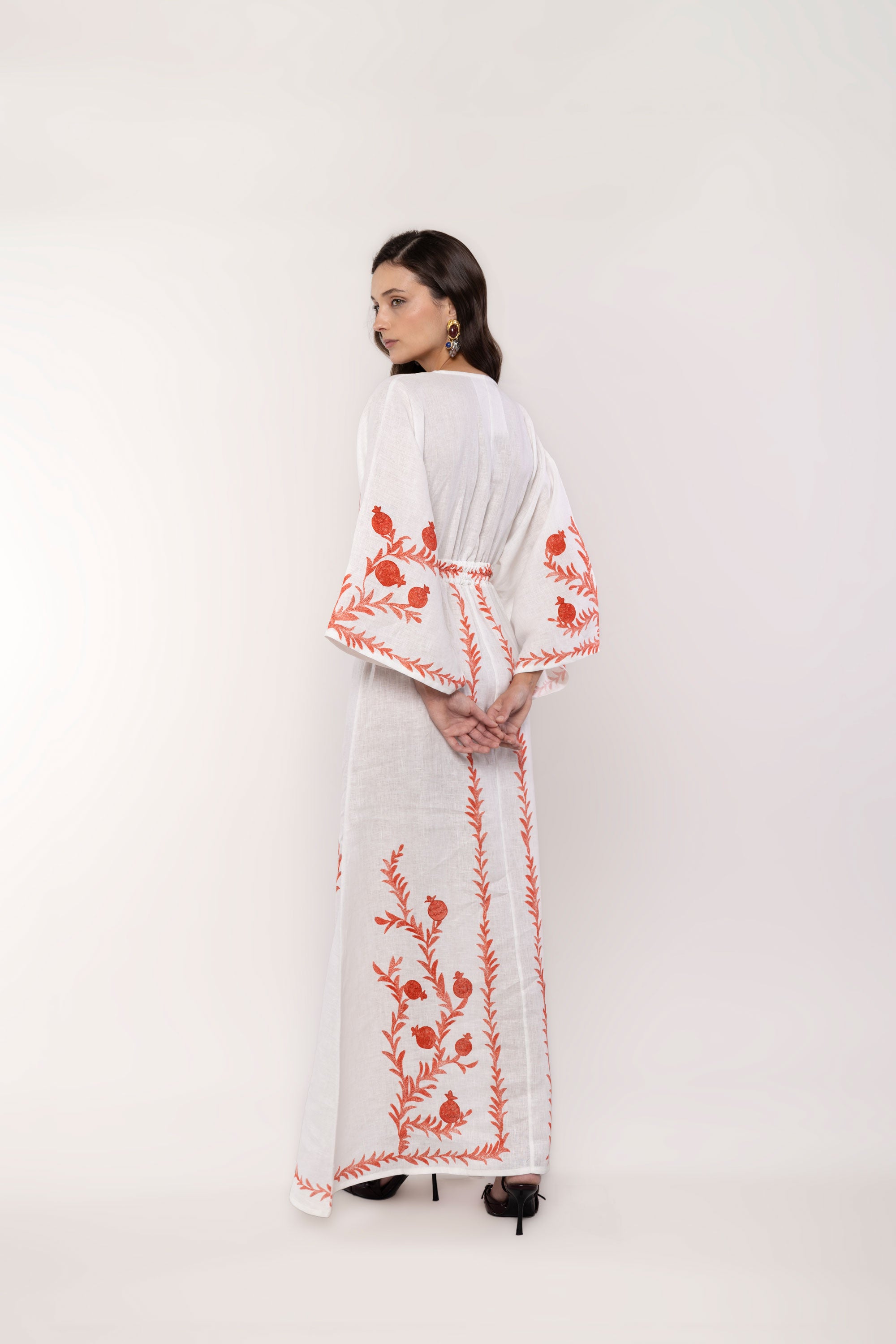 timur linen kimono red