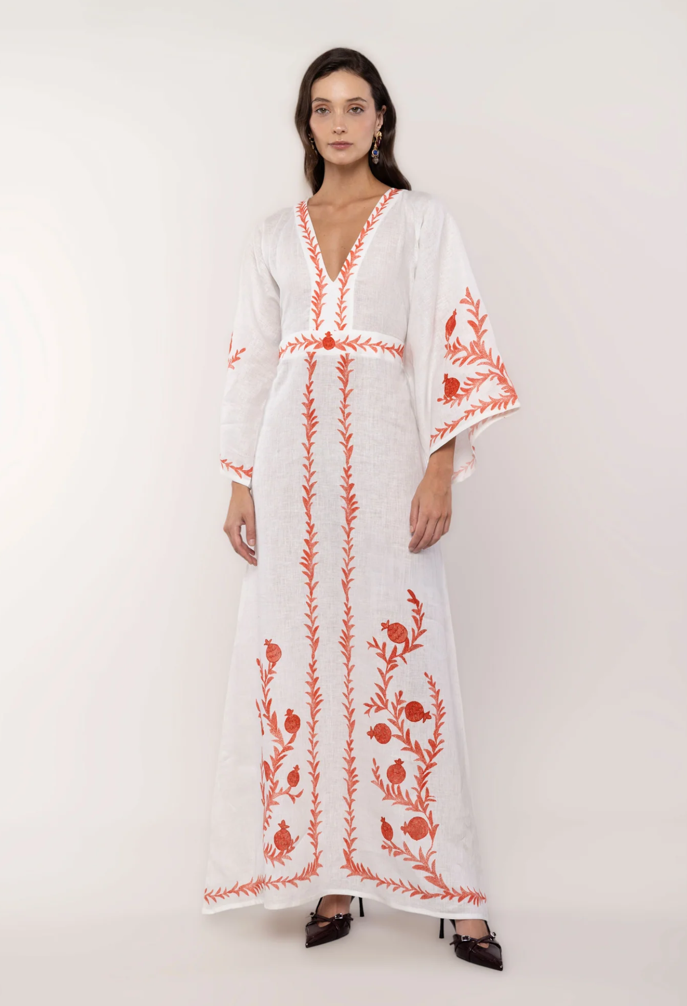 timur linen kimono red