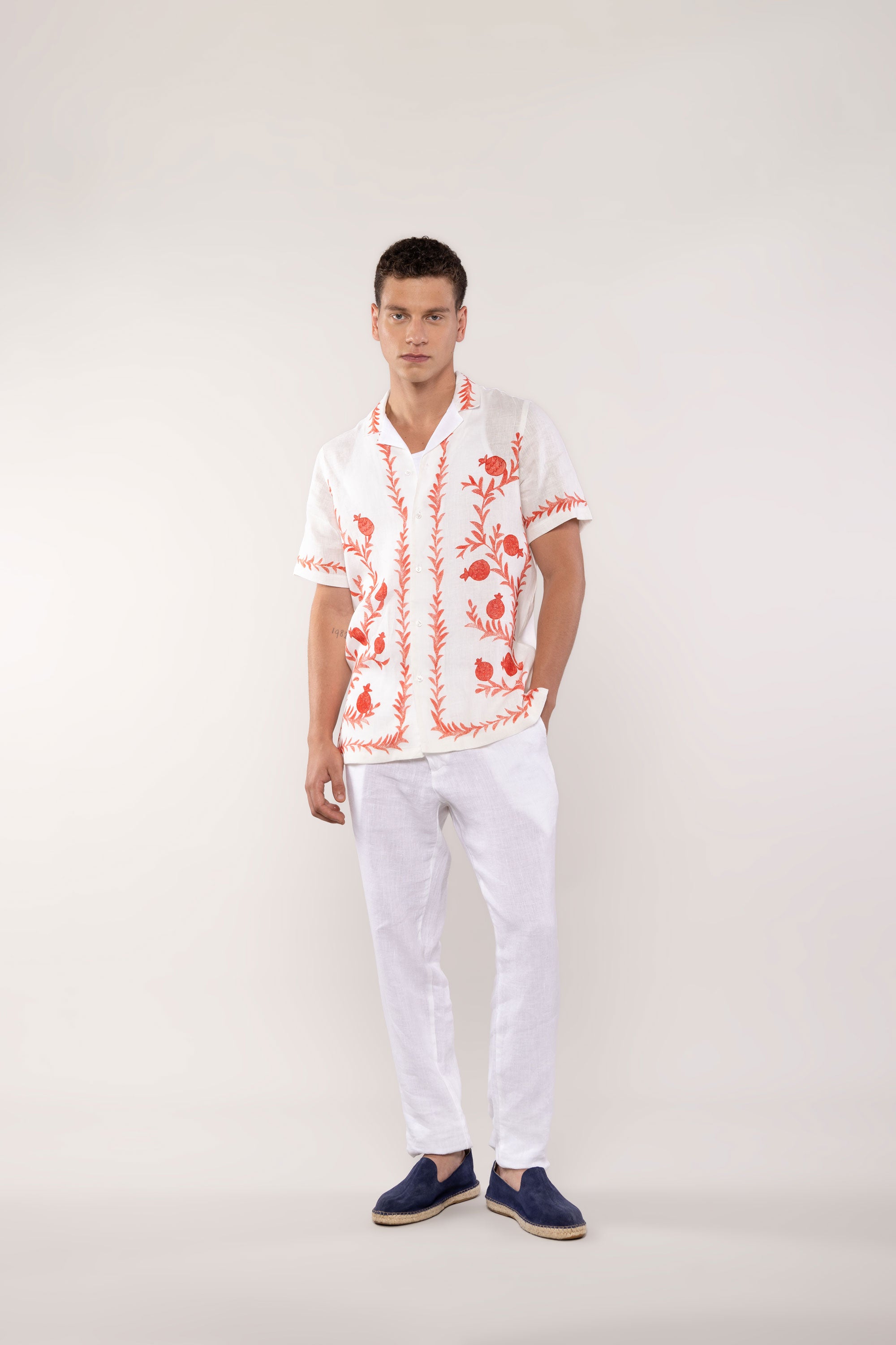 camisa lino corona roja