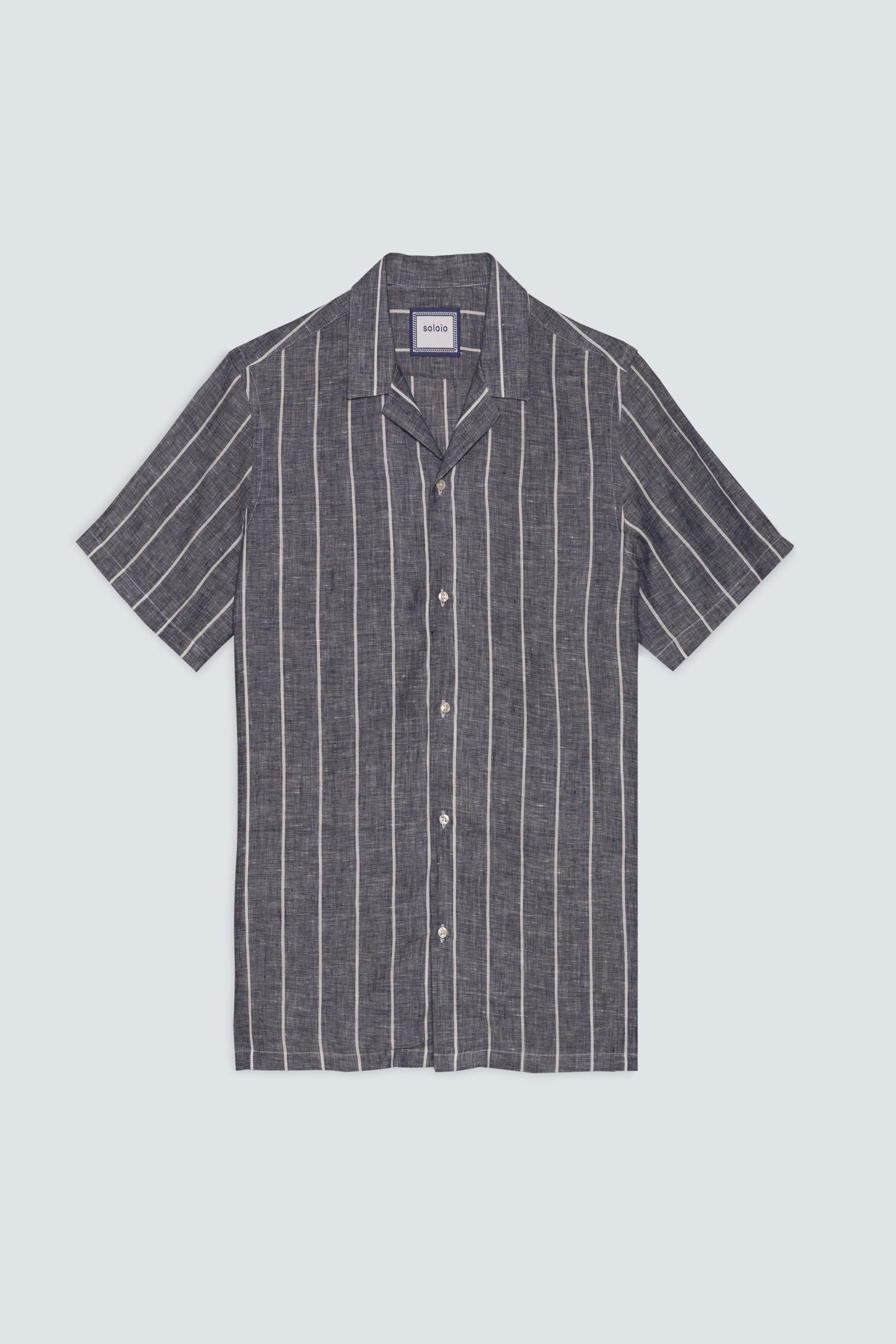 camisa lino lineas gris
