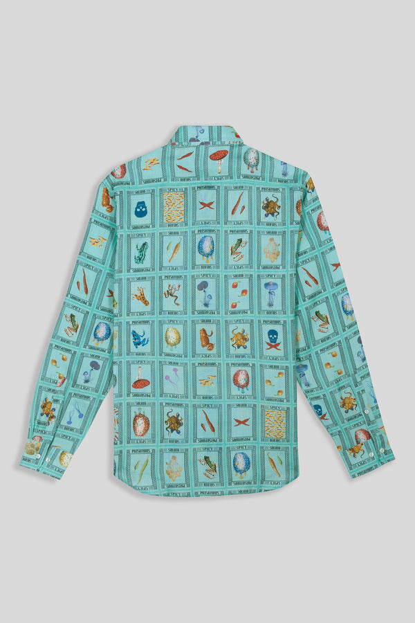 linen seal shirt turquoise - soloio