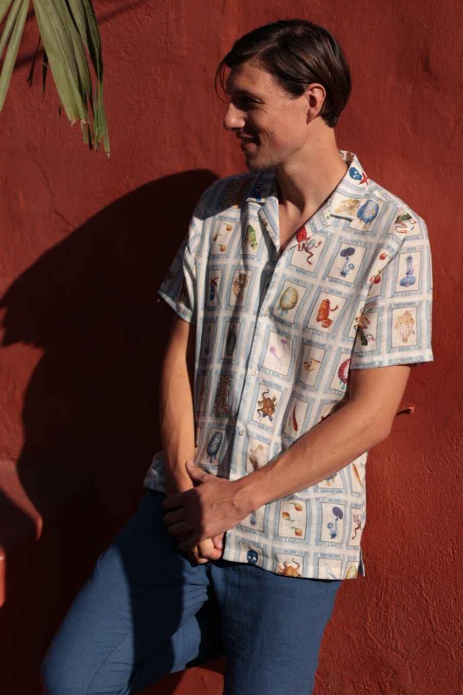 Men's linen shirt white seal