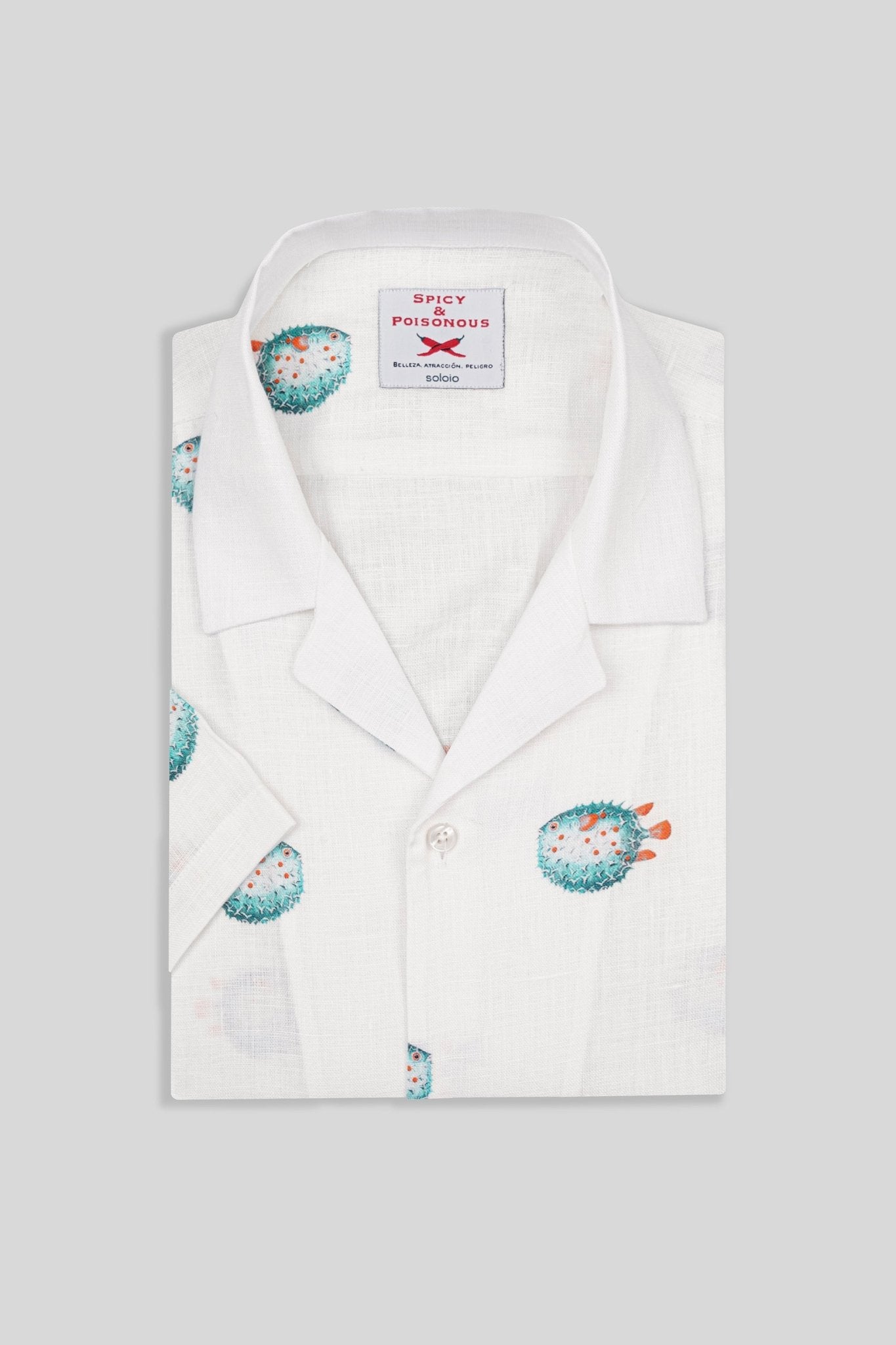 linen shirt with separate pufferfish green - soloio