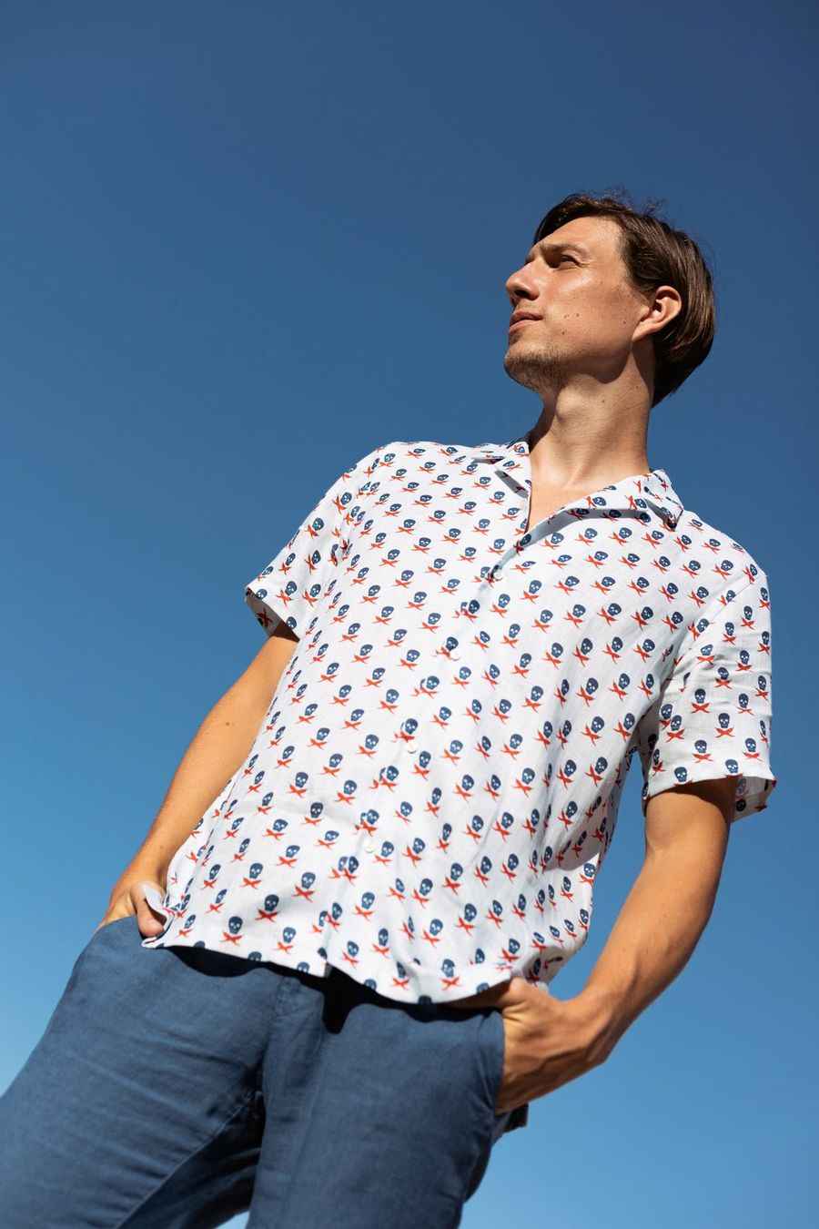 Men's linen shirt icement skull