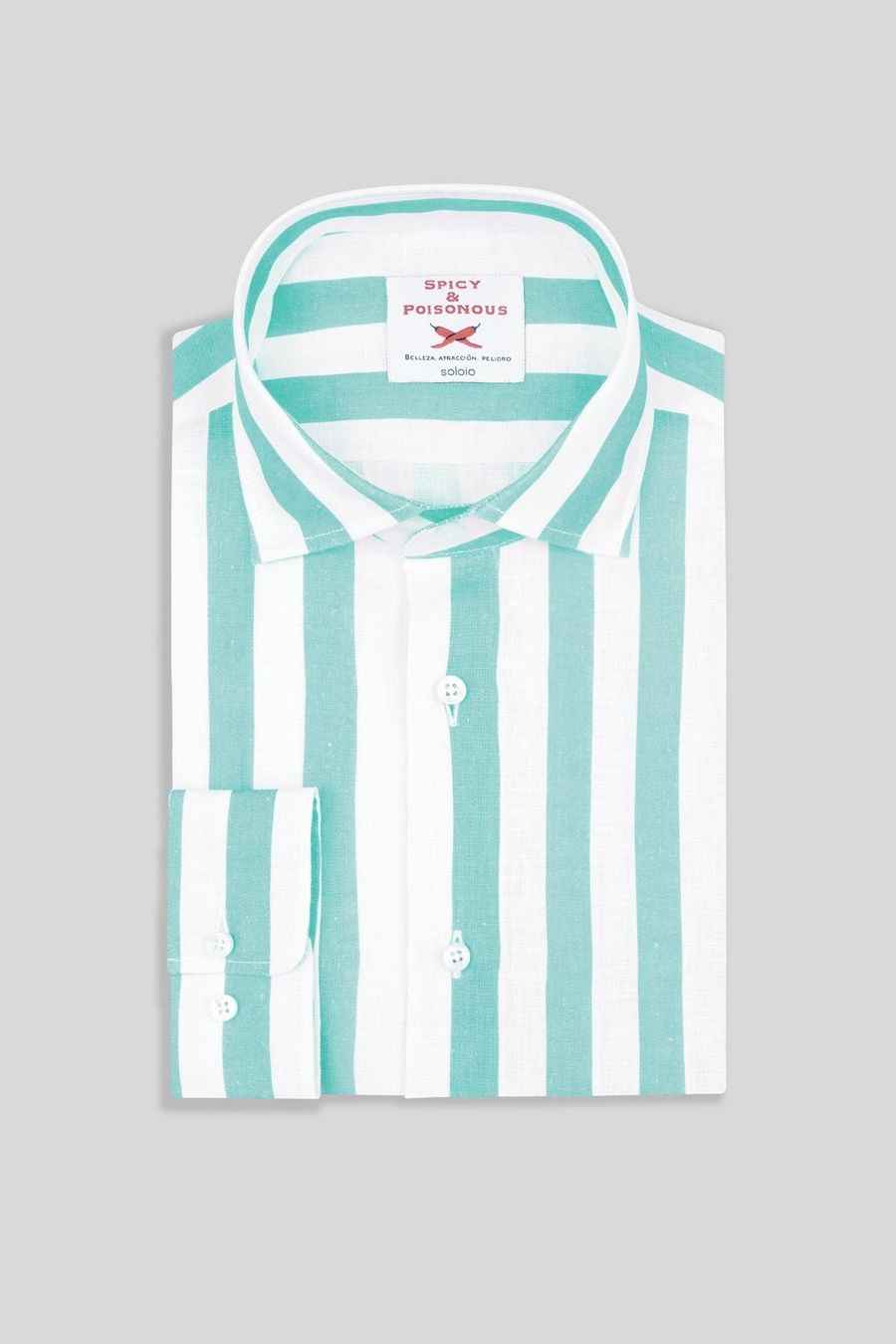 Men's linen shirt sky striped