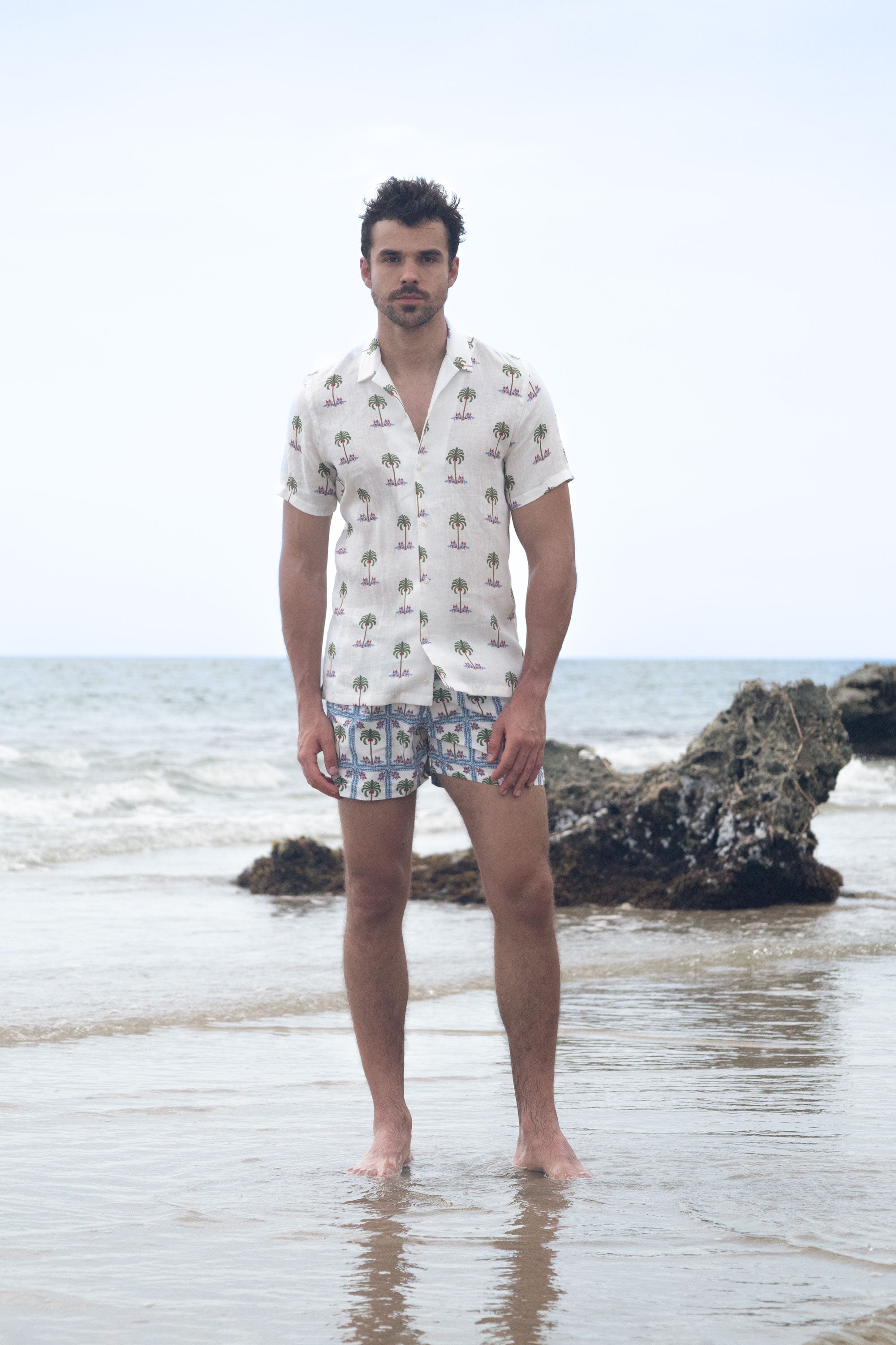 camisa de lino para hombre blanca gioventu