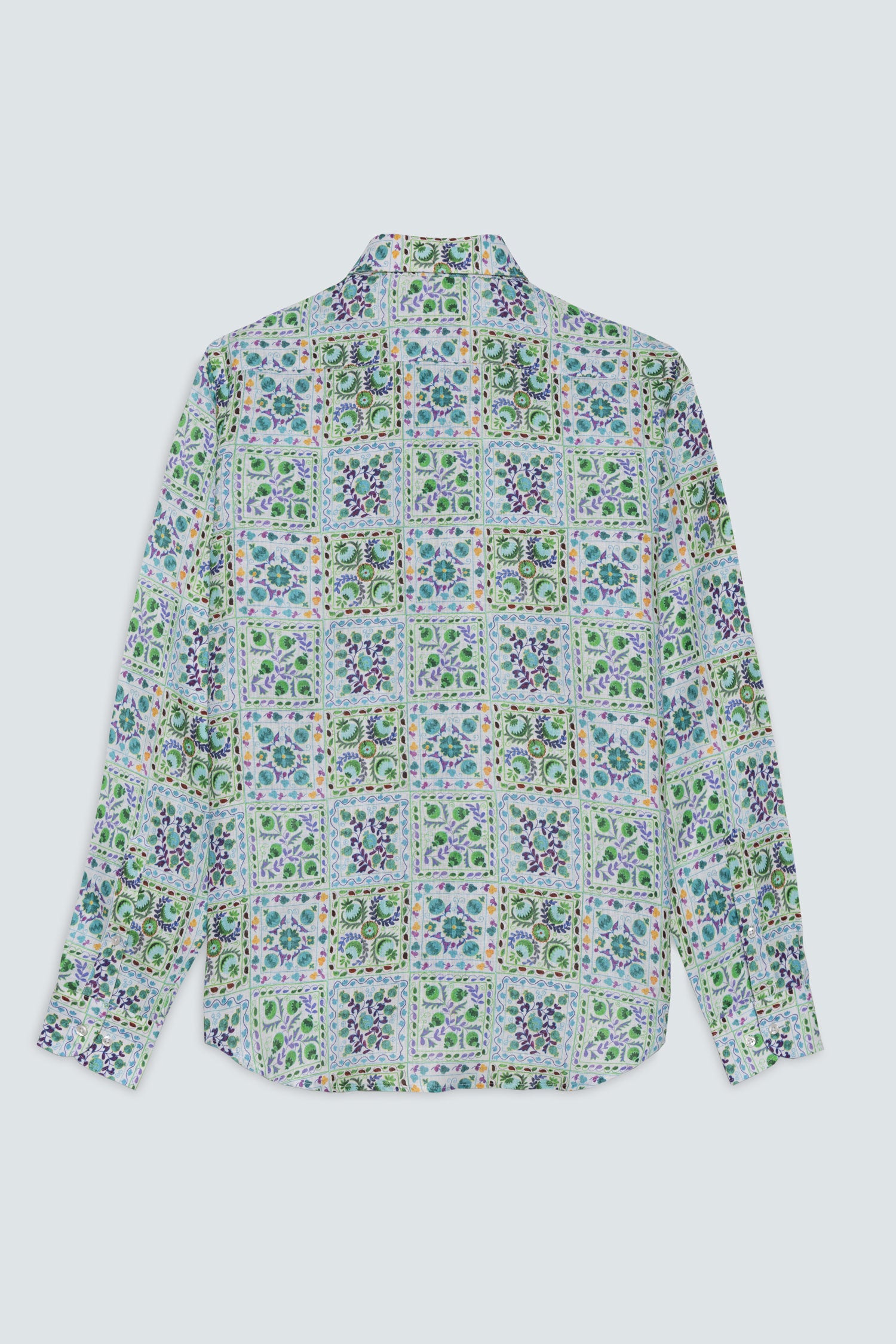 camisa de lino para hombre verde suzani