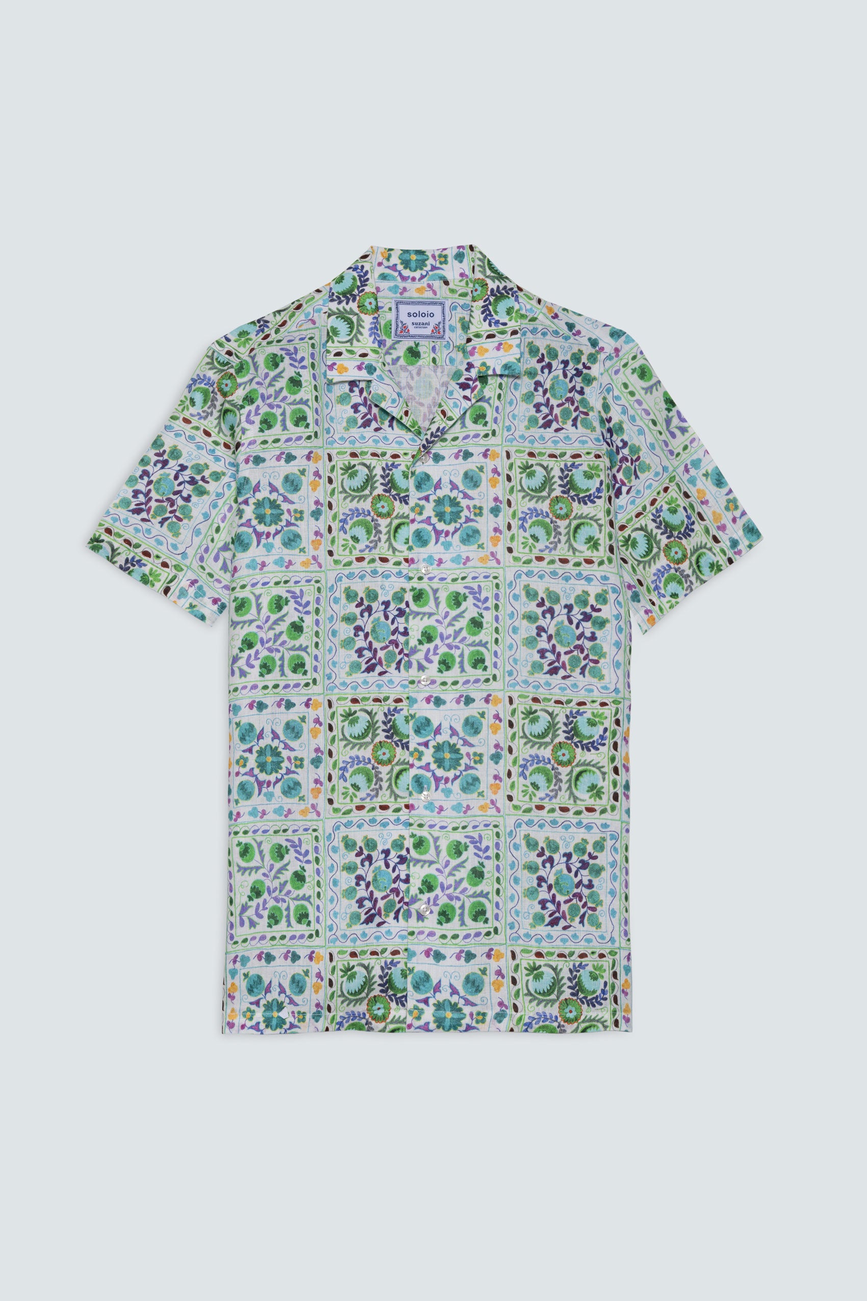 camisa de lino para hombre verde suzani