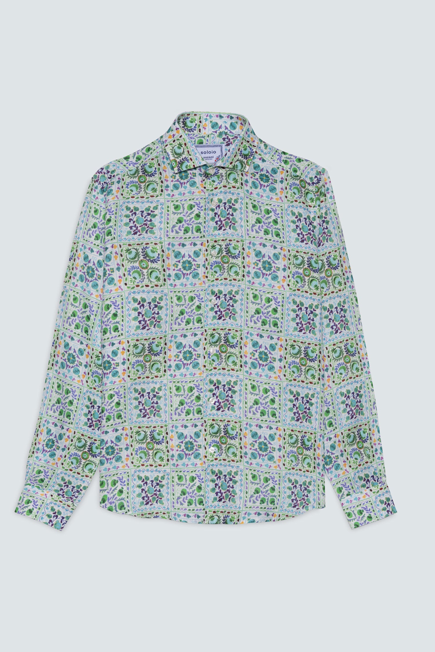 camisa de lino para hombre verde suzani