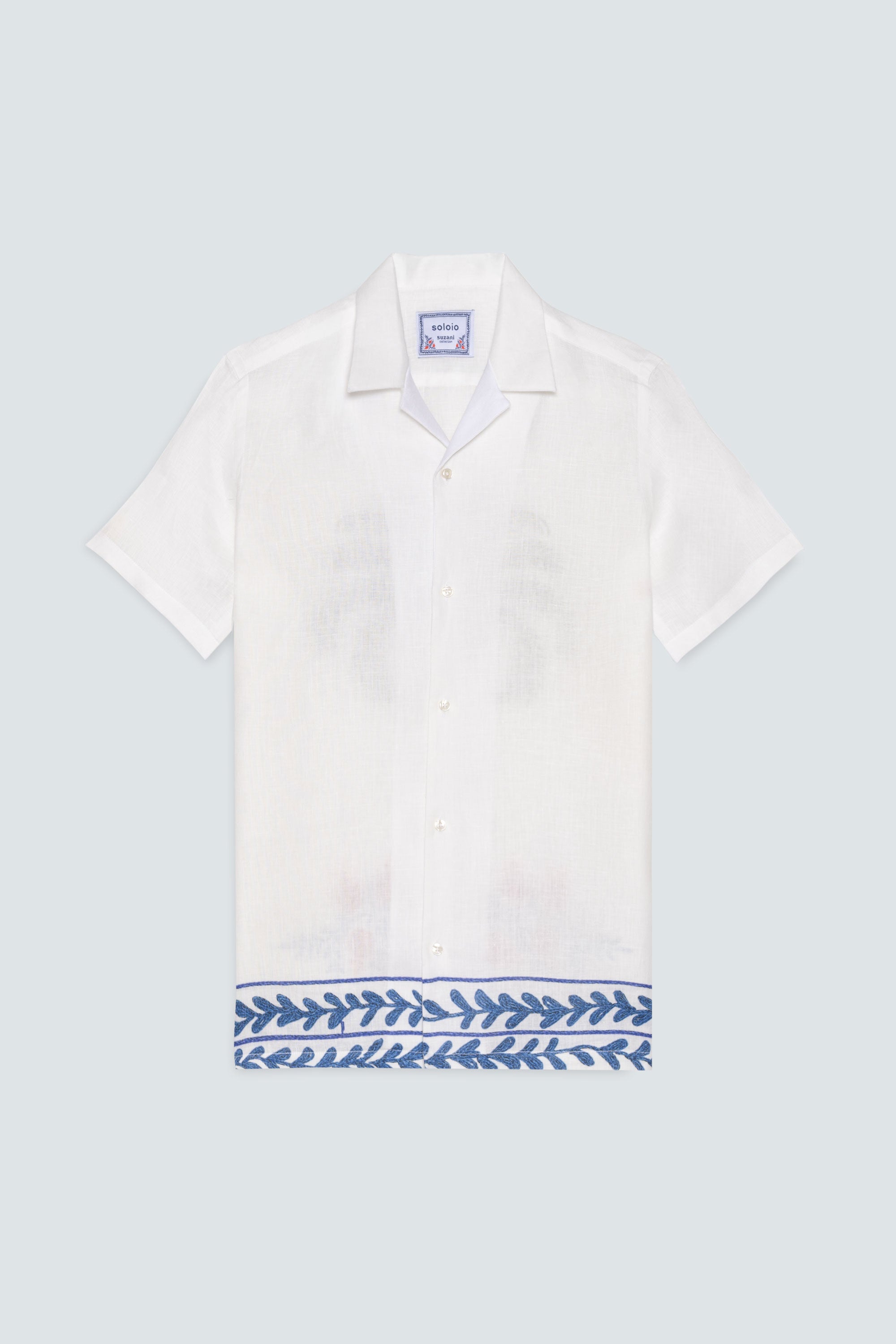 camisa de lino para hombre blanca tambour