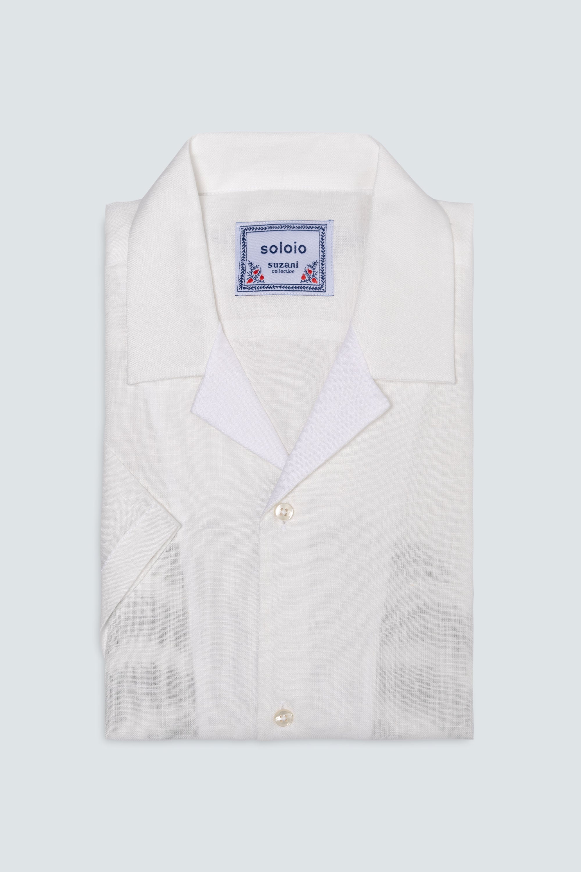 camisa de lino para hombre blanca tambour