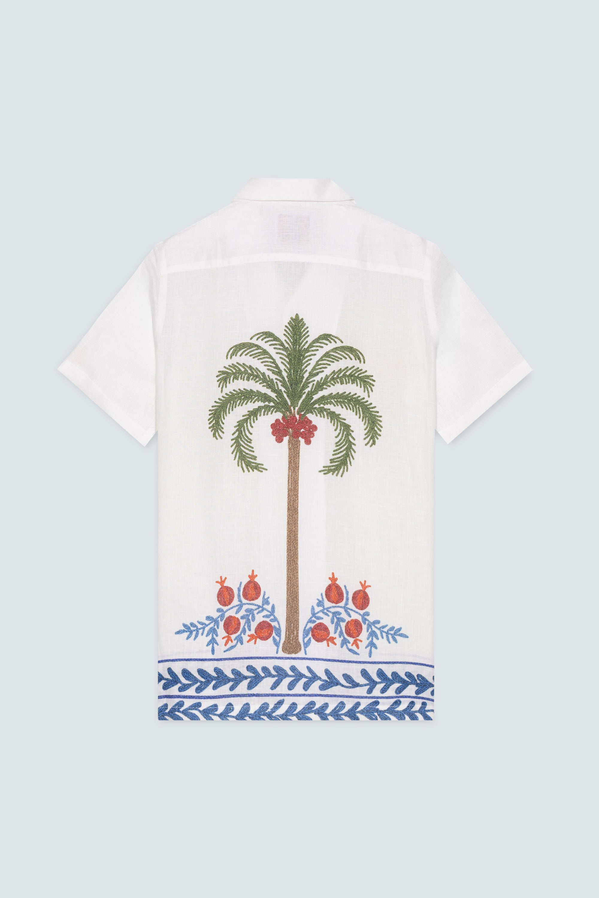 camisa de lino para hombre blanca tambour
